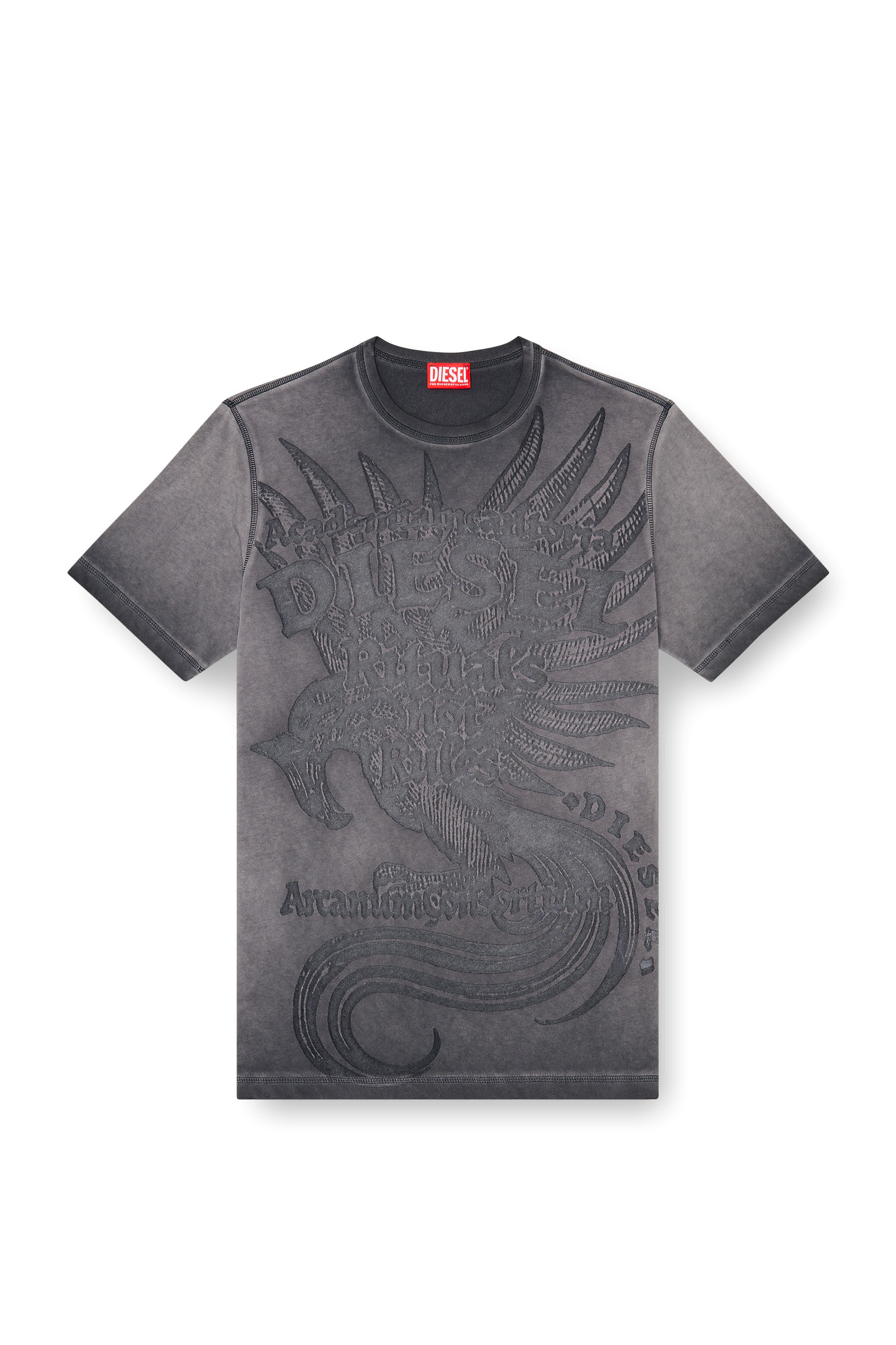Men's Jersey T-shirt with embossed graphic | Grey | Diesel
