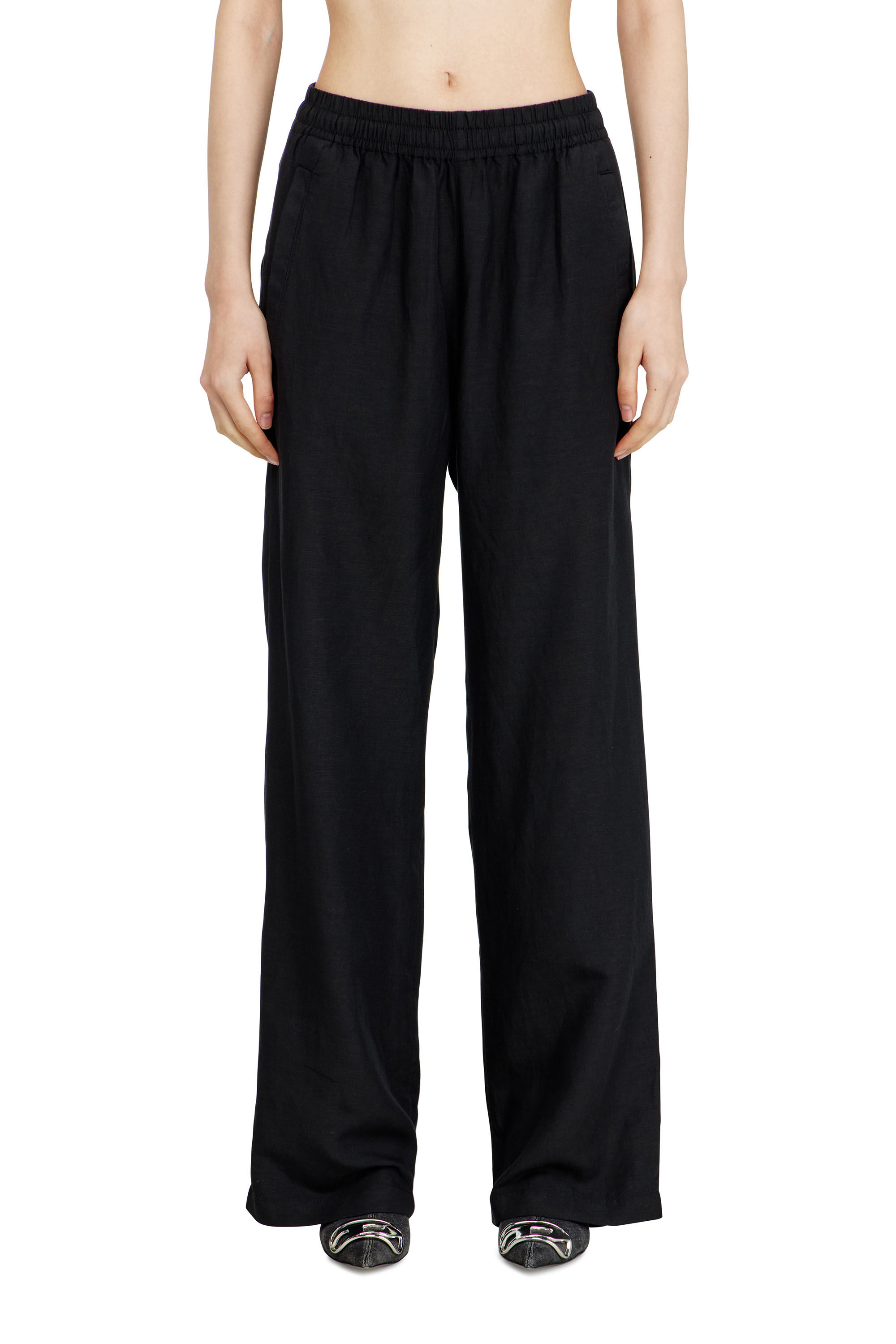 Women's Linen-blend pants | Black | Diesel