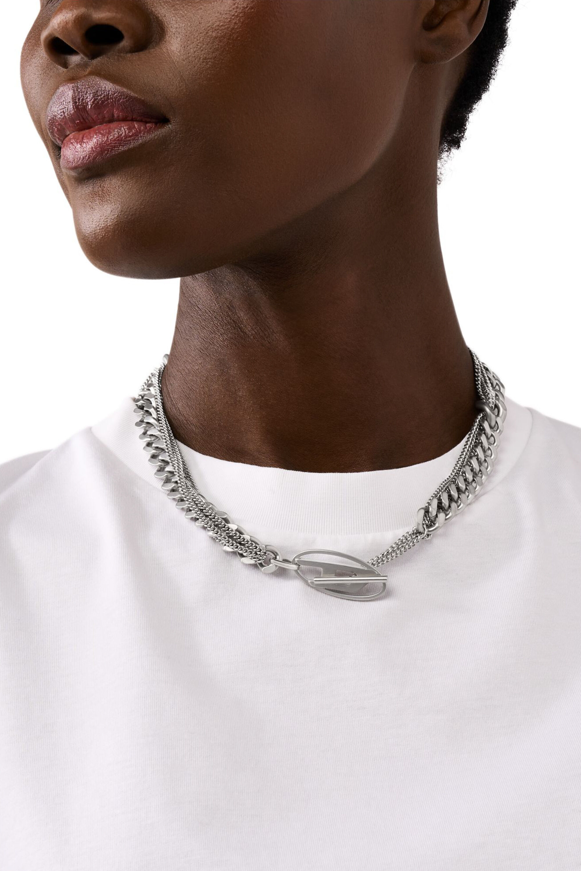 Women s Stainless Steel Chain Necklace Silver Diesel