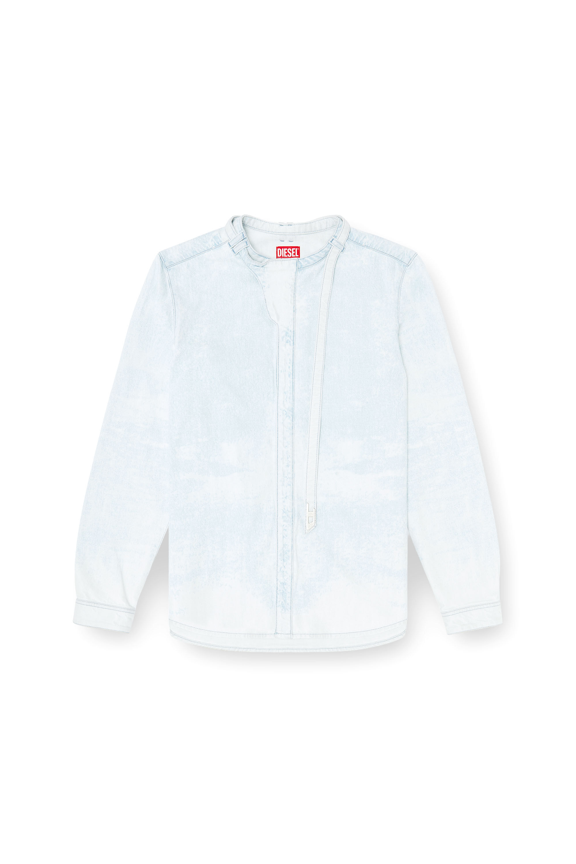 Diesel - D-TYLLAR-FSI, Man's Shirt in ice-blue satin denim in Light Blue - 2