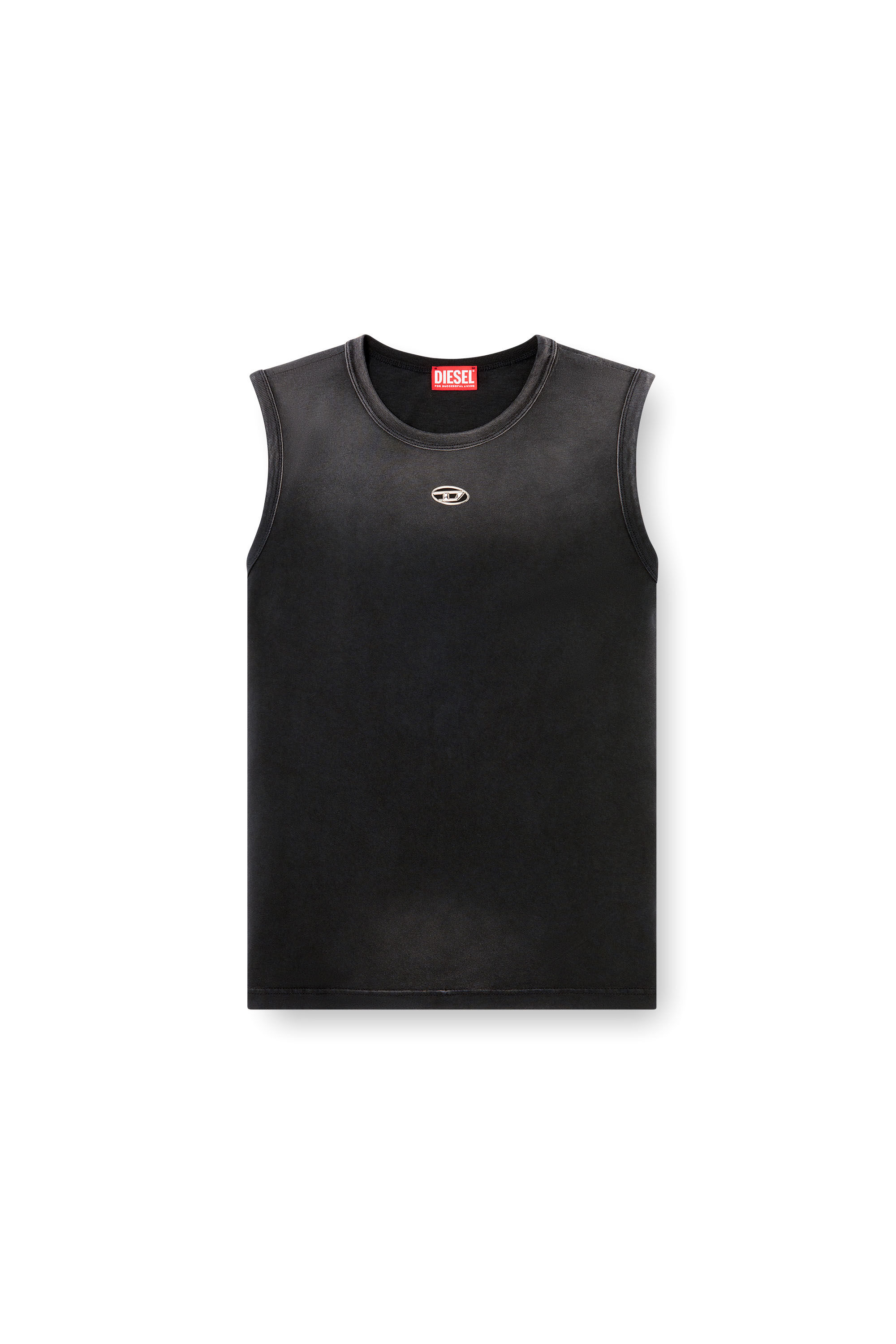 Men's Faded tank top with cut-out Oval D | Black | Diesel