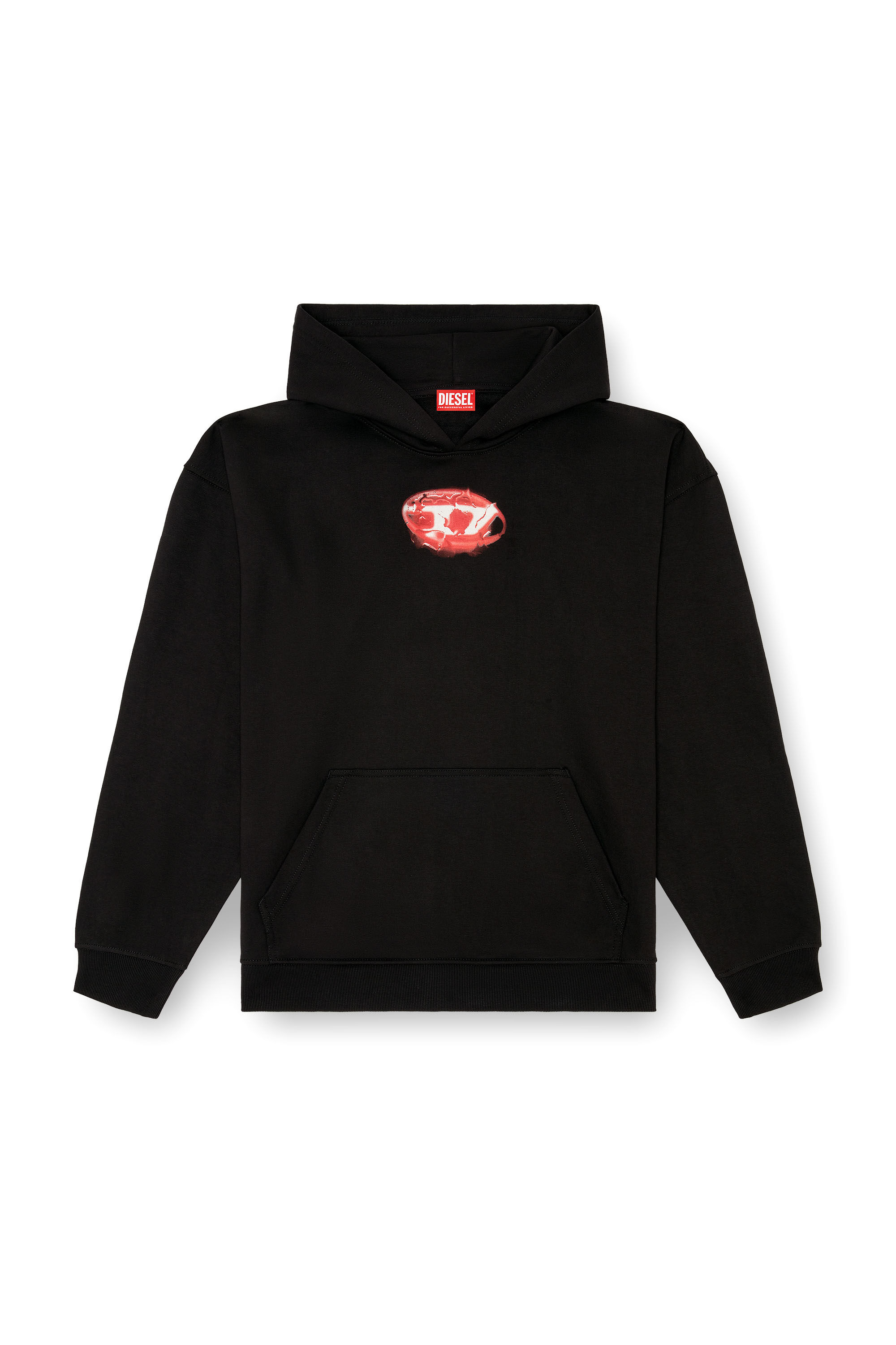 Men's Hoodie with water-effect logo print | Black | Diesel Men's Hoodie with water-effect logo print | Black | Diesel