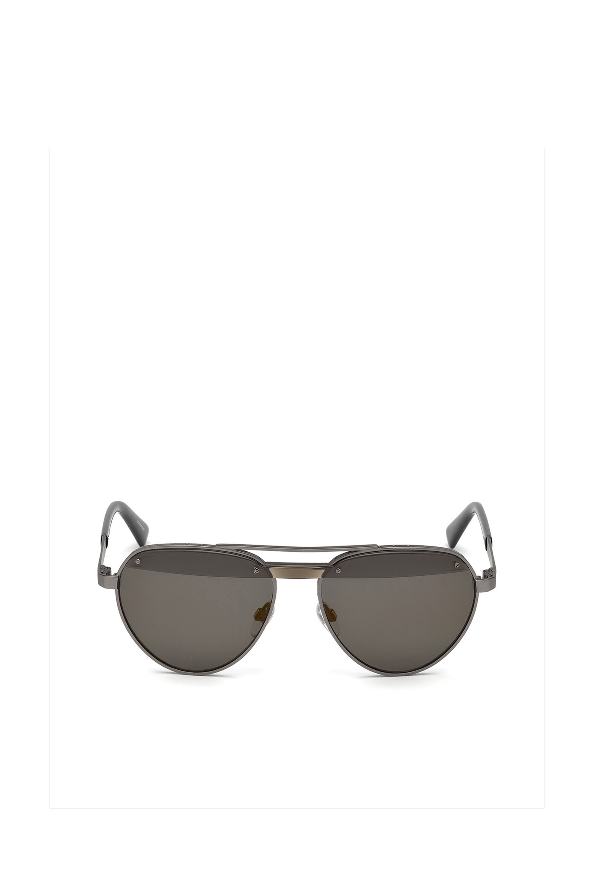 Diesel - DL0261, Unisex's Pilot shape eyewear with slanting detail in Black/Grey - 1