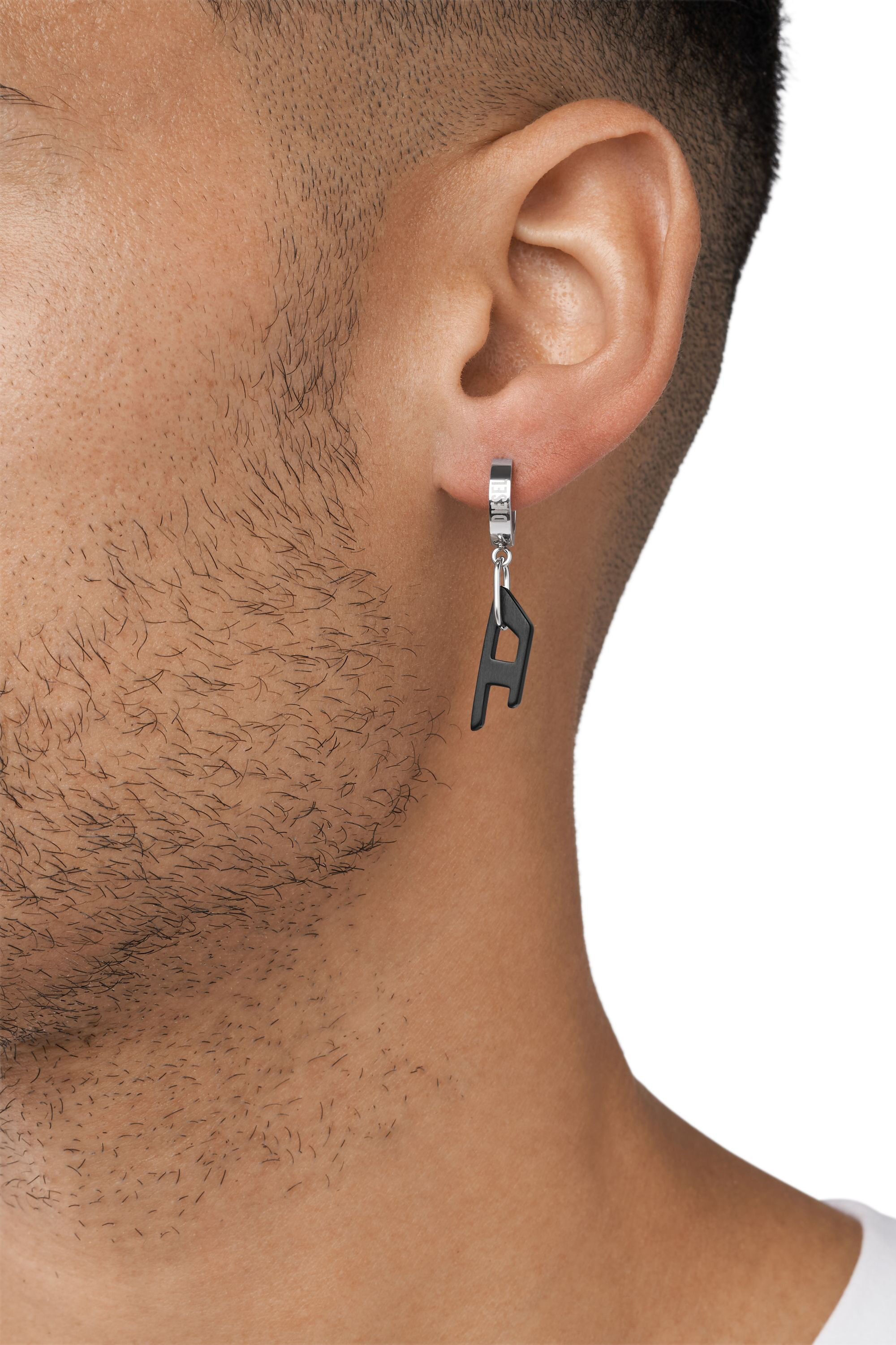 Men s Two tone Stainless Steel single hoop earring DX1418 Diesel