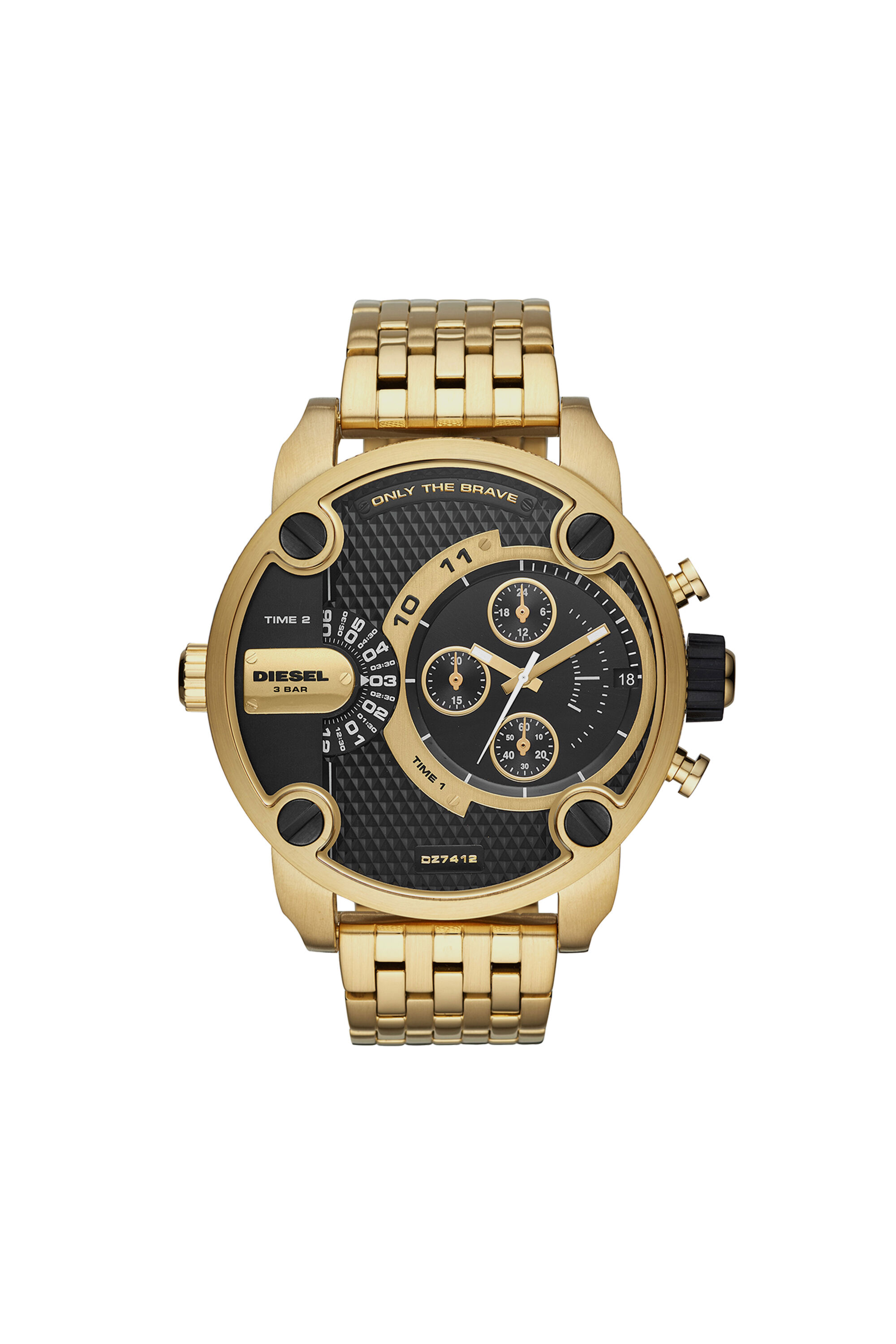 DZ7412 Man Little Daddy gold tone watch with black dial Diesel