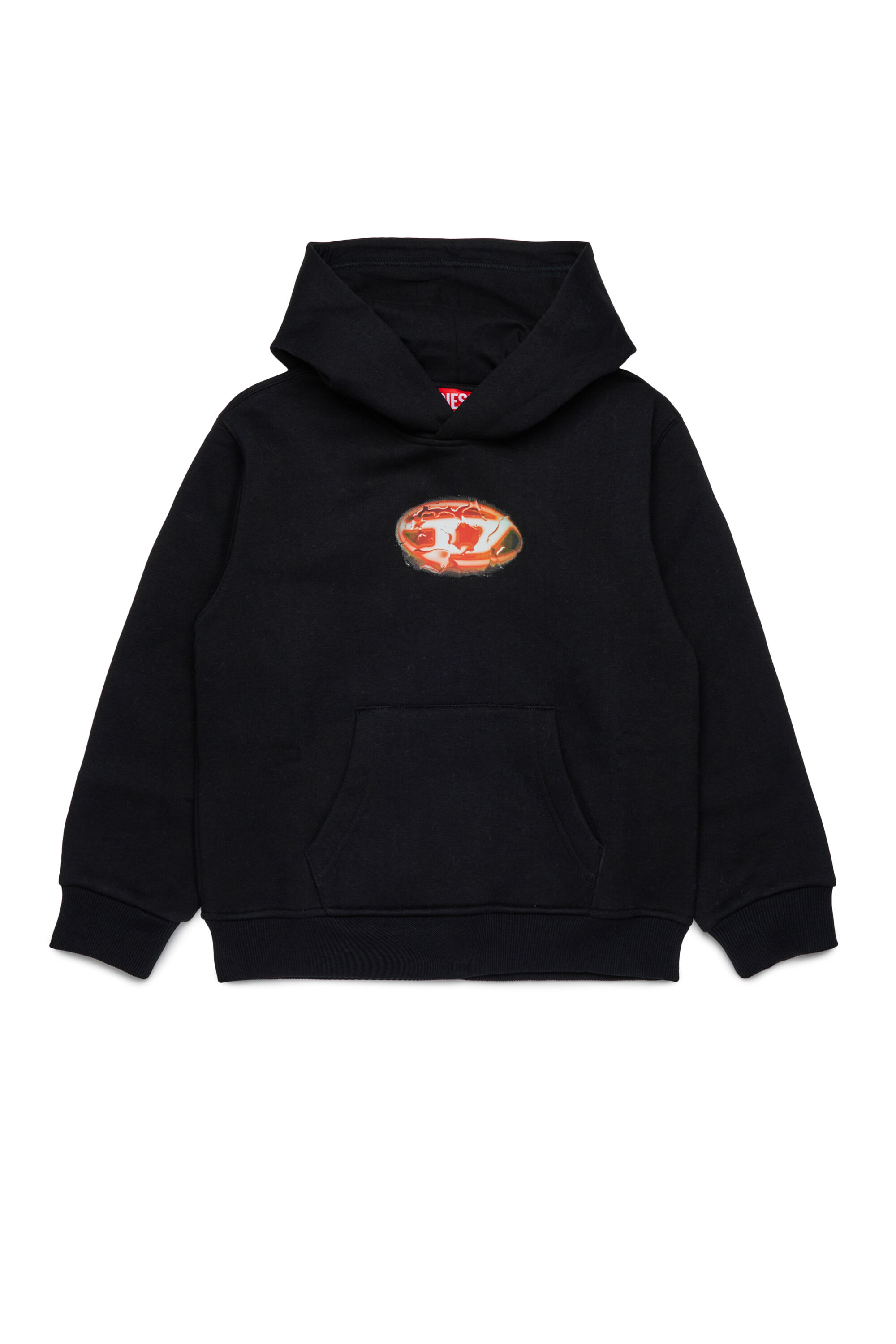 Diesel - SBOXTHOODK3 OVER, Man's Cotton sweatshirt with kangaroo pocket in Black - 1