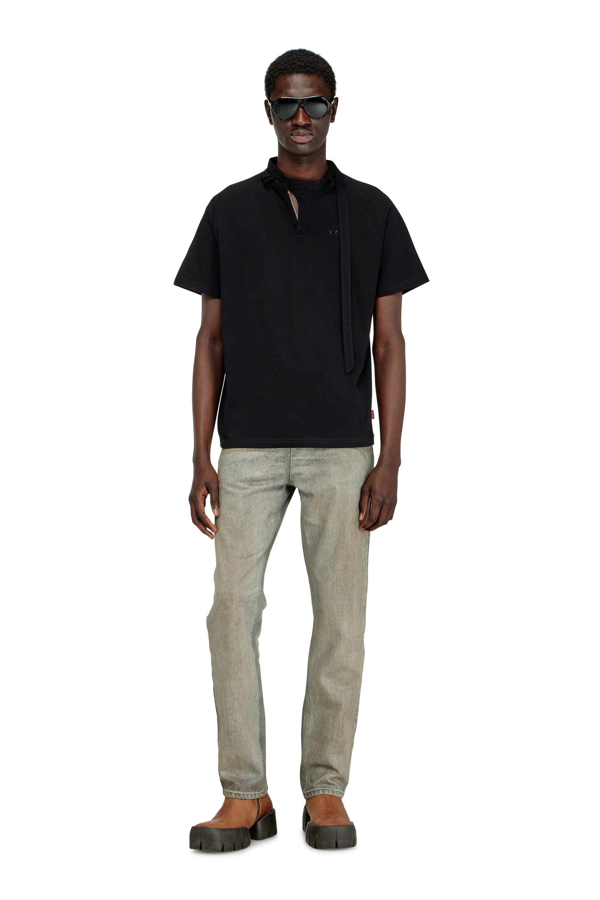 Men's T-shirt with biker neck strap | Black | Diesel