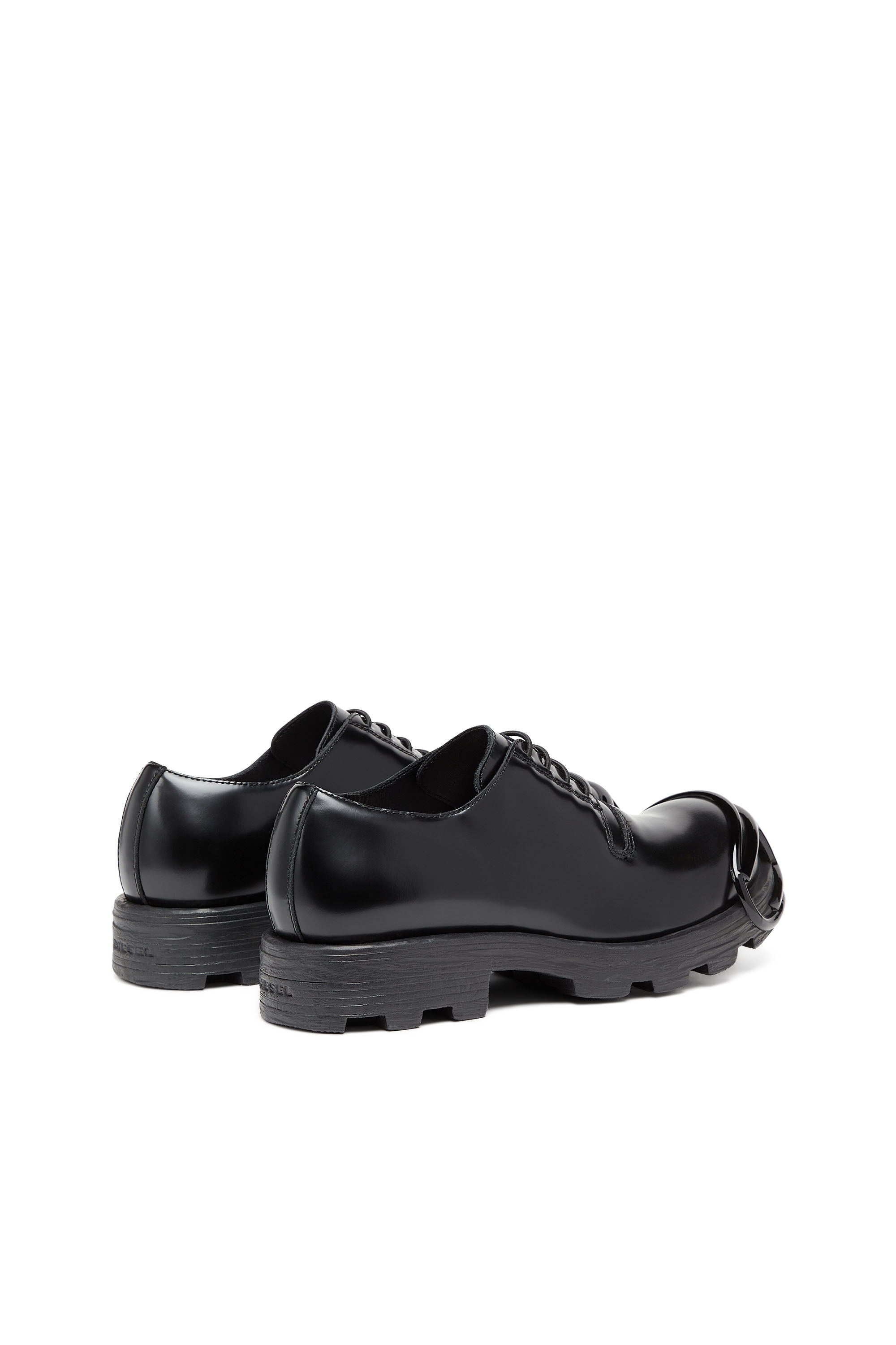 Diesel - D-HAMMER SO D, Man D-Hammer-Leather lace-up shoes with oval D toe cap in Black - Image 3