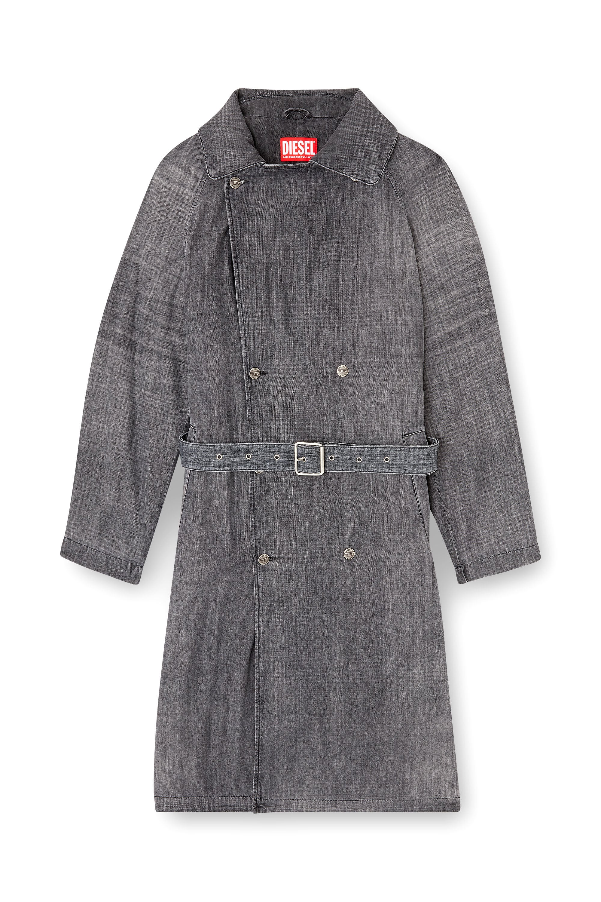 Women's Trench coat in patterned denim | Grey | Diesel {{Country}}