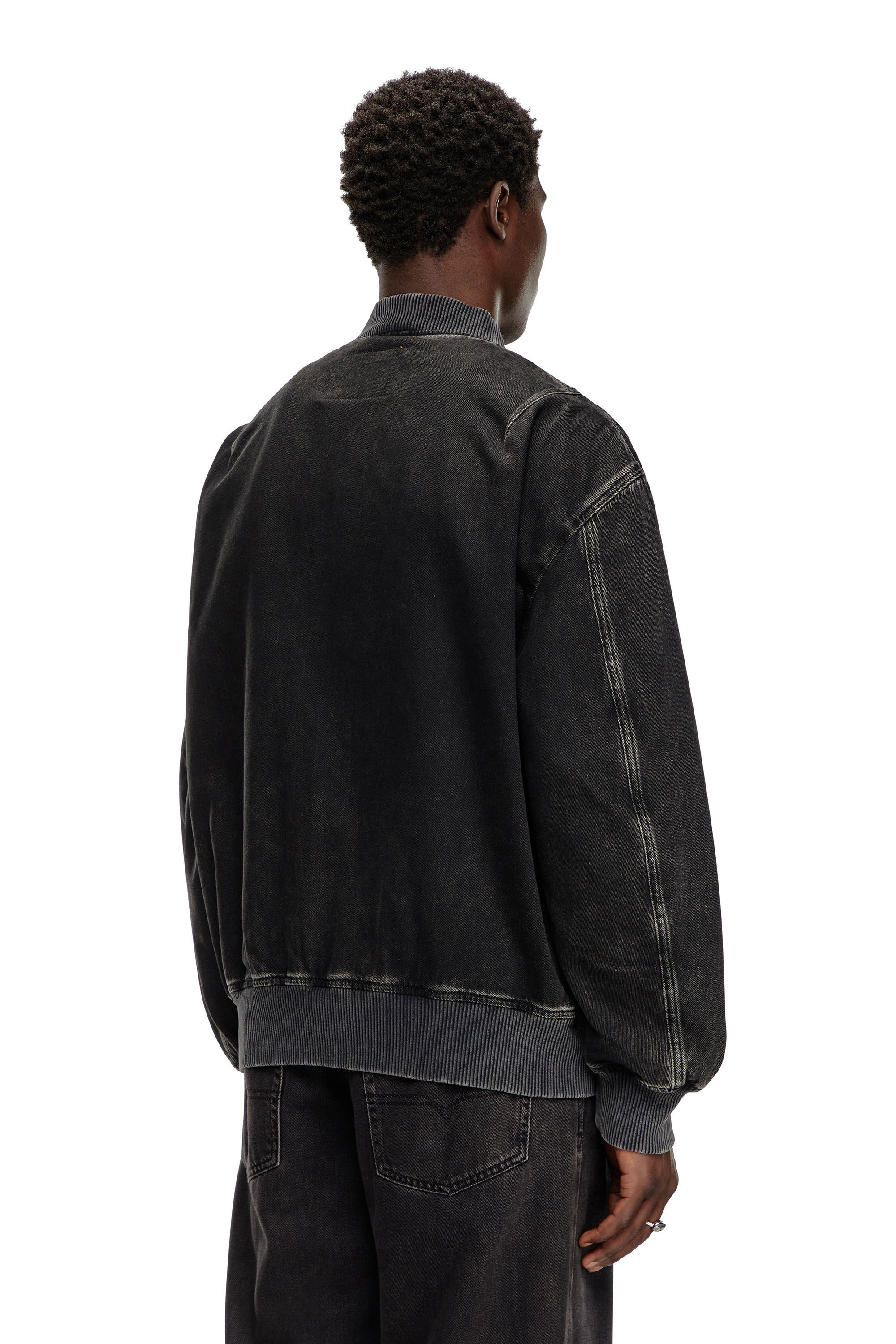 Black denim bomber jacket store