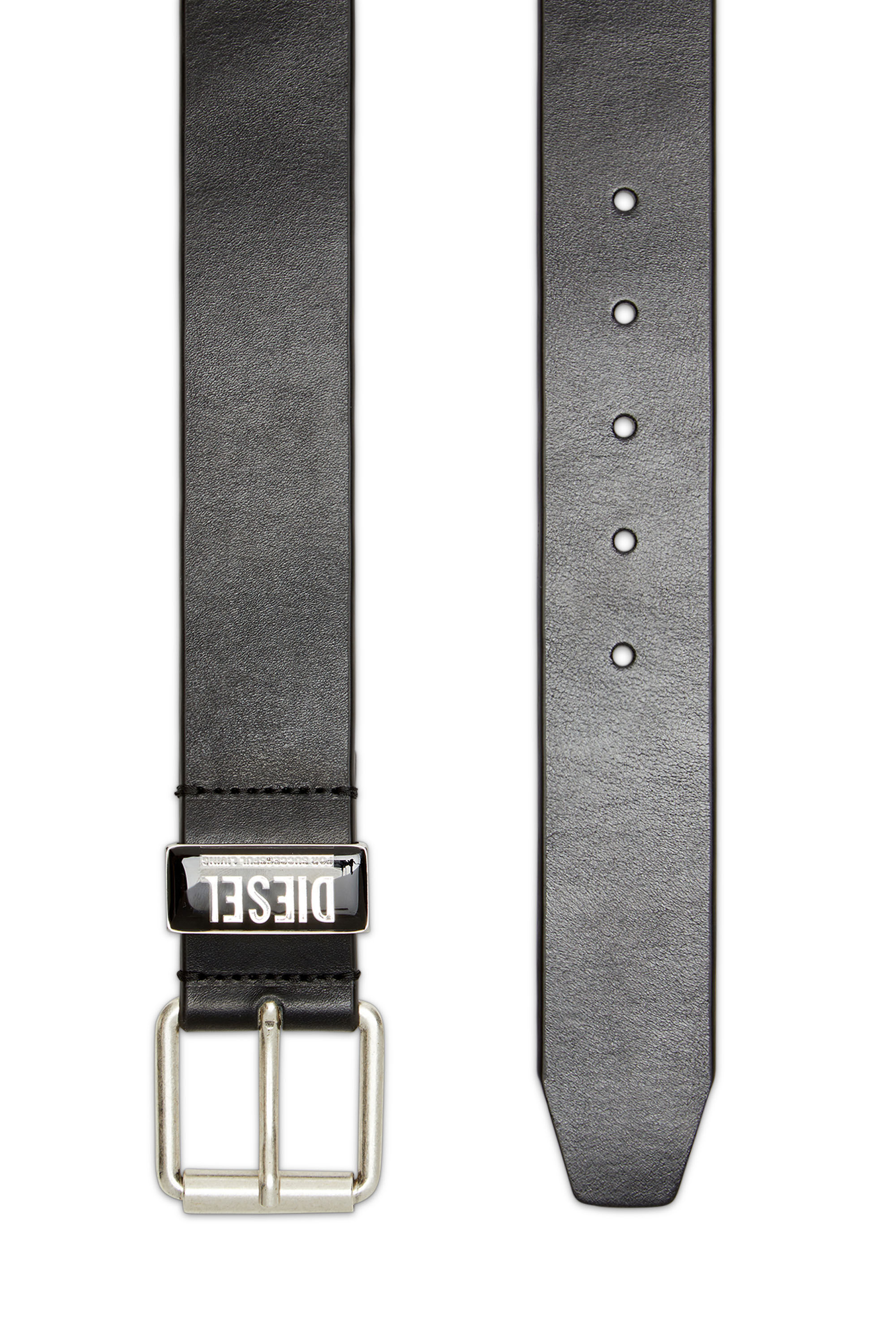 Men's Leather belt with enamelled logo loop | Diesel
