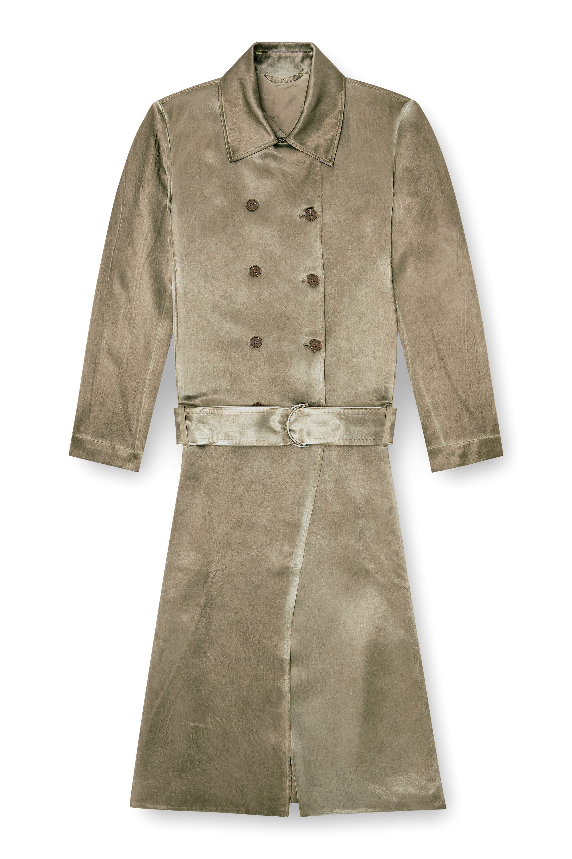 Diesel - G-LADES, Woman's Trench coat in wrinkled satin in Light Brown - 2