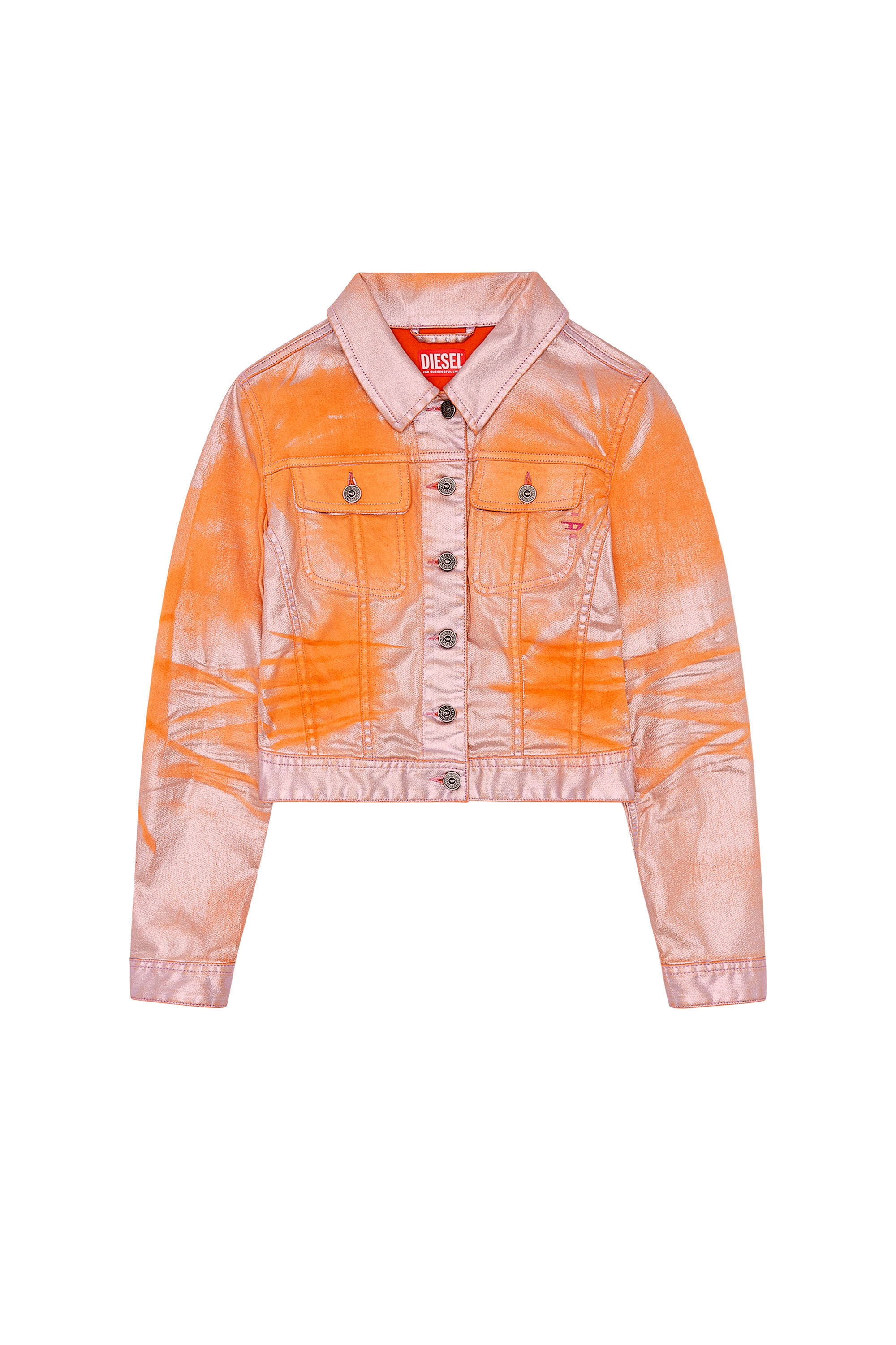 Orange cropped jean jacket hotsell