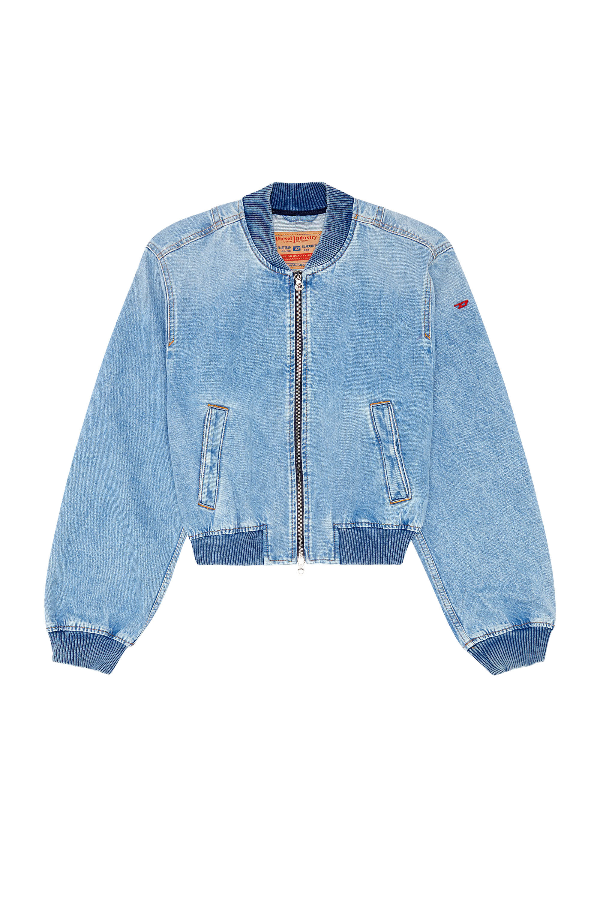 Women's denim bomber jacket top