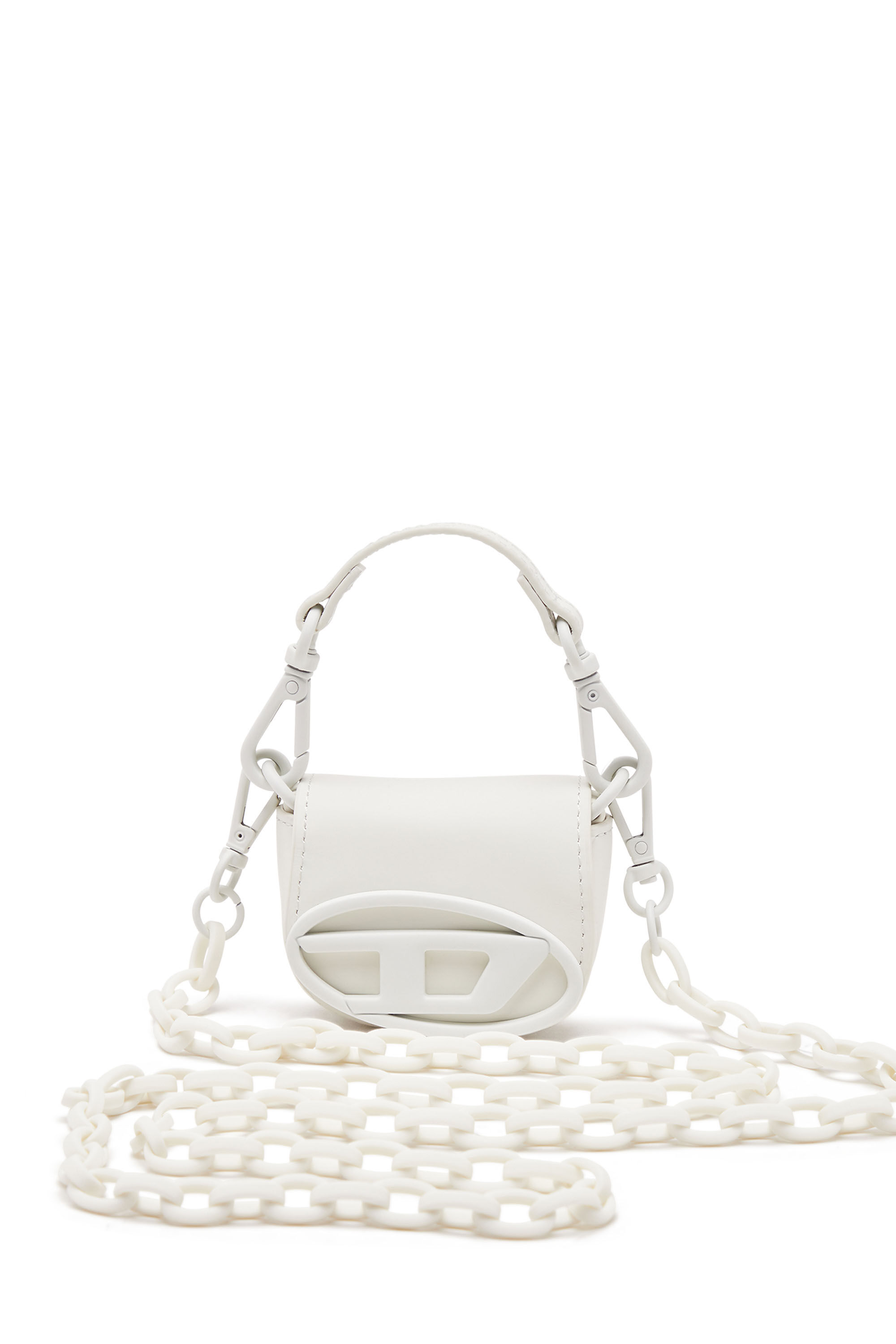 Women s Iconic micro bag charm in matte leather White Diesel