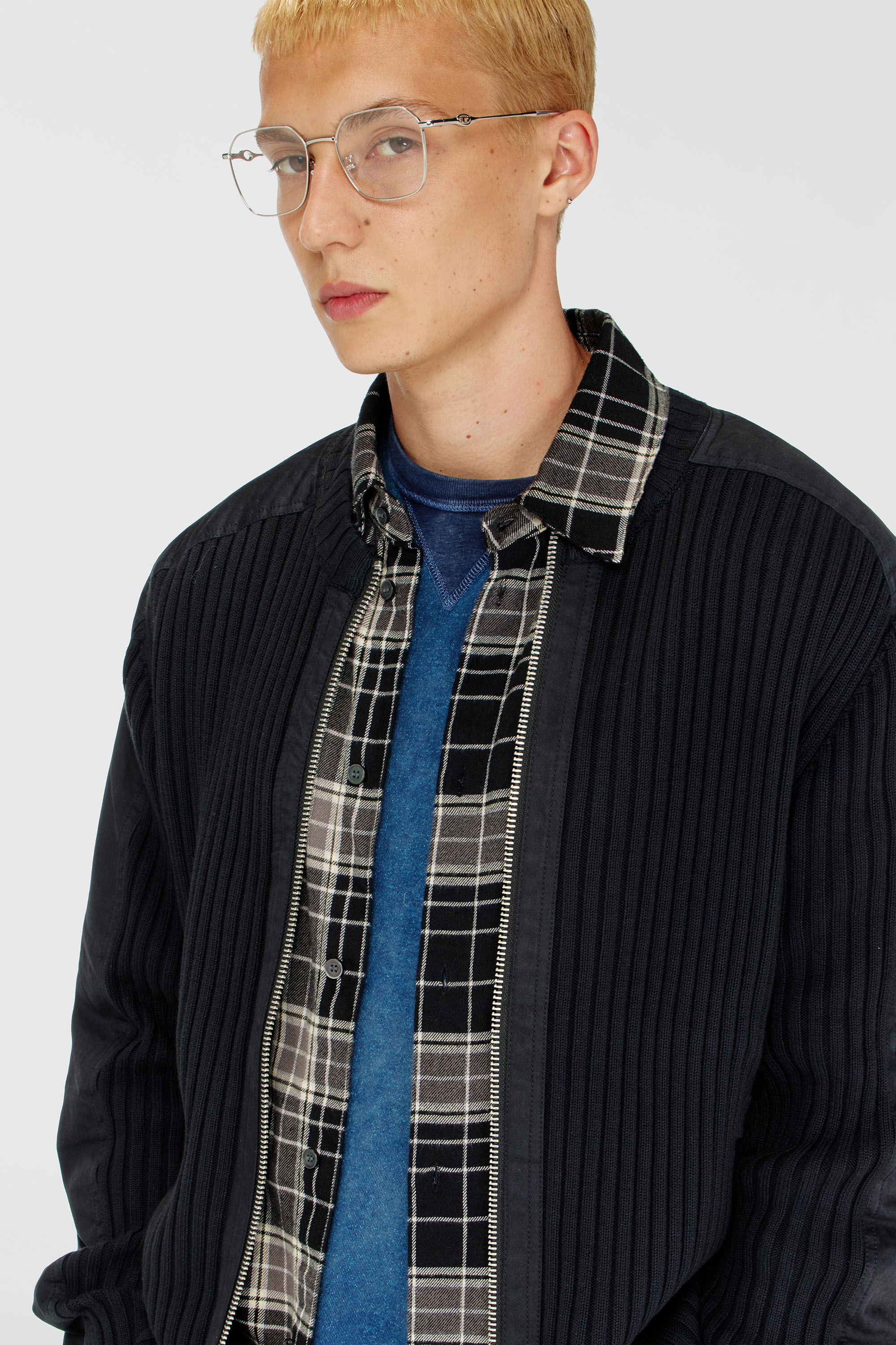 DIESEL 25AW K-MATTY ジップニット Ｓサイズ Men's Zipped cardigan with utilitarian panels | Black | Diesel GB