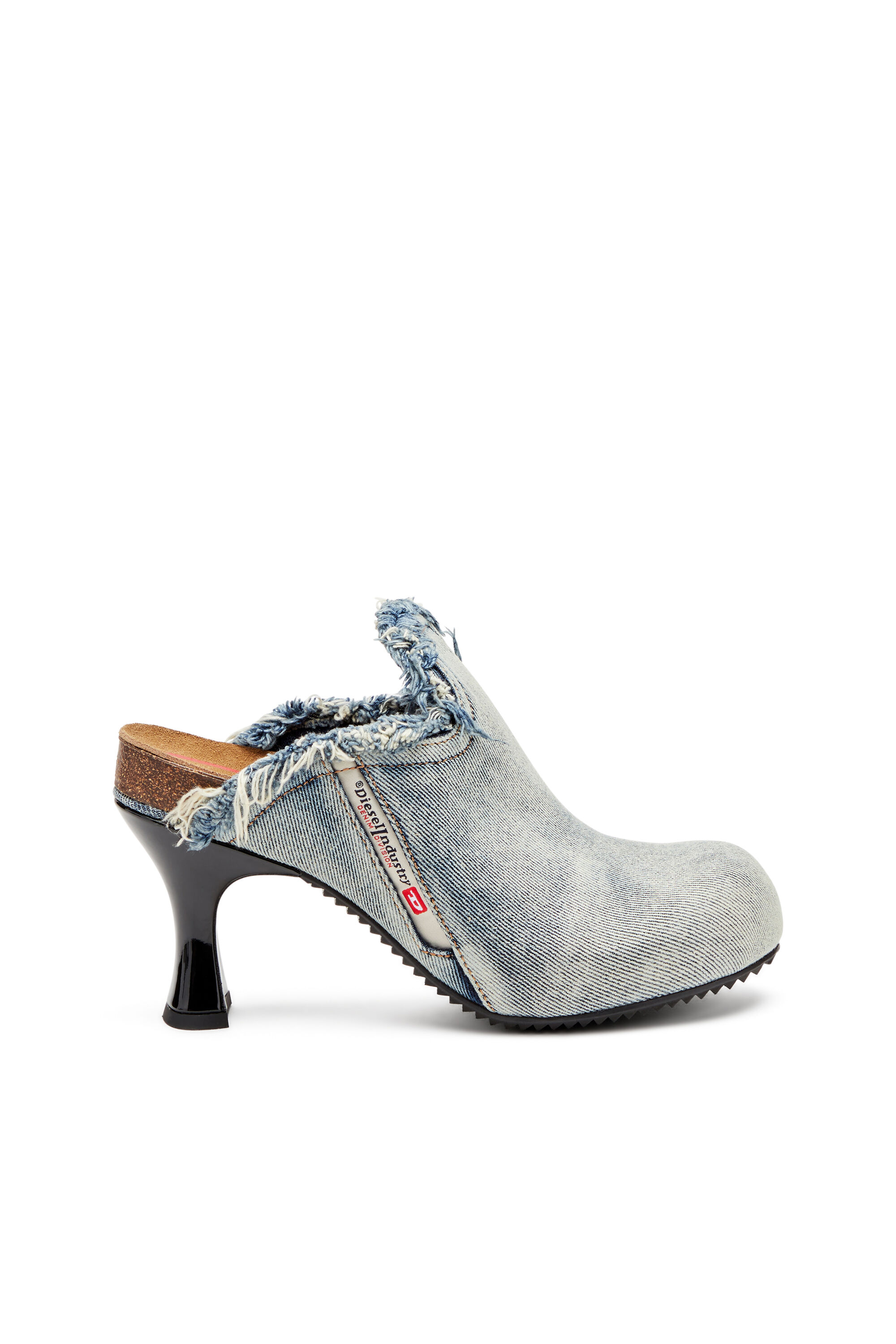 Women's D-Woodstock-Frayed denim mules | Blue | Diesel