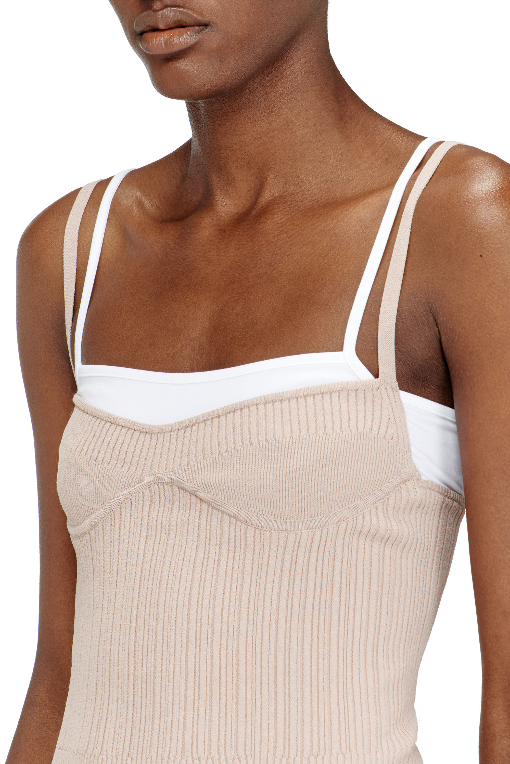 Women's Layered cami top in ribbed knit | Pink | Diesel
