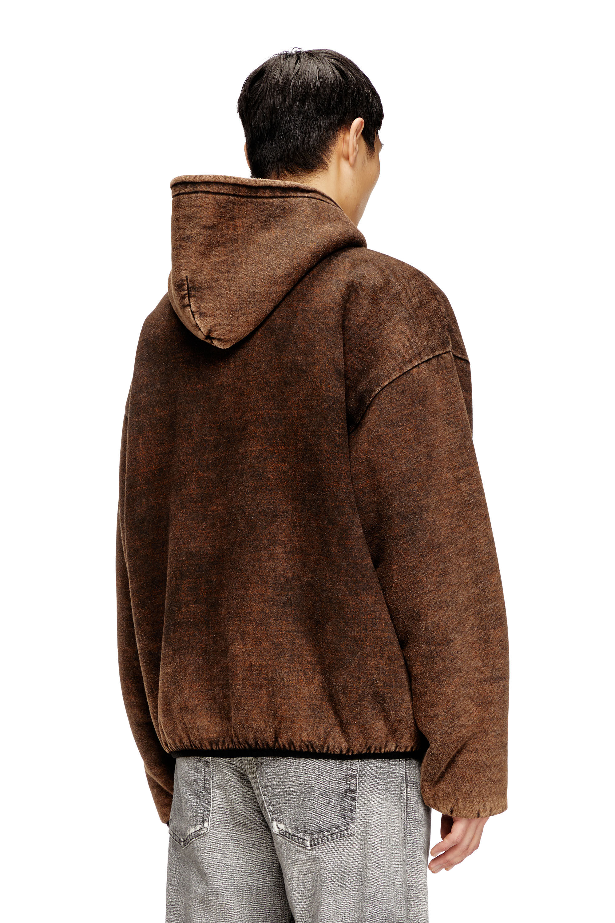 Men's Reversible hooded zip-up jacket | Brown | Diesel Men's Reversible hooded zip-up jacket | Brown | Diesel