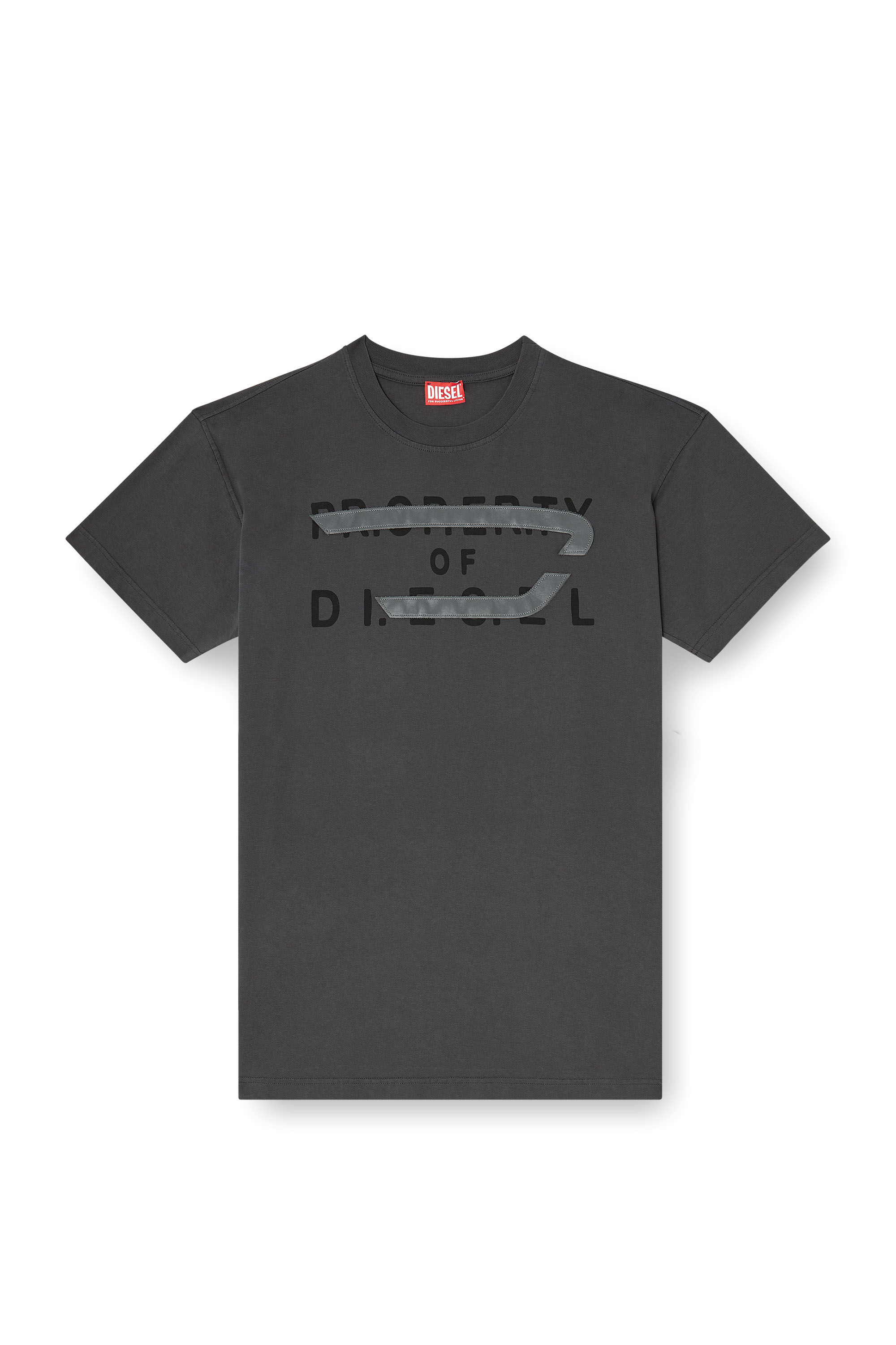 Men's Regular T-shirt with D appliqué | Grey | Diesel [[Country]]