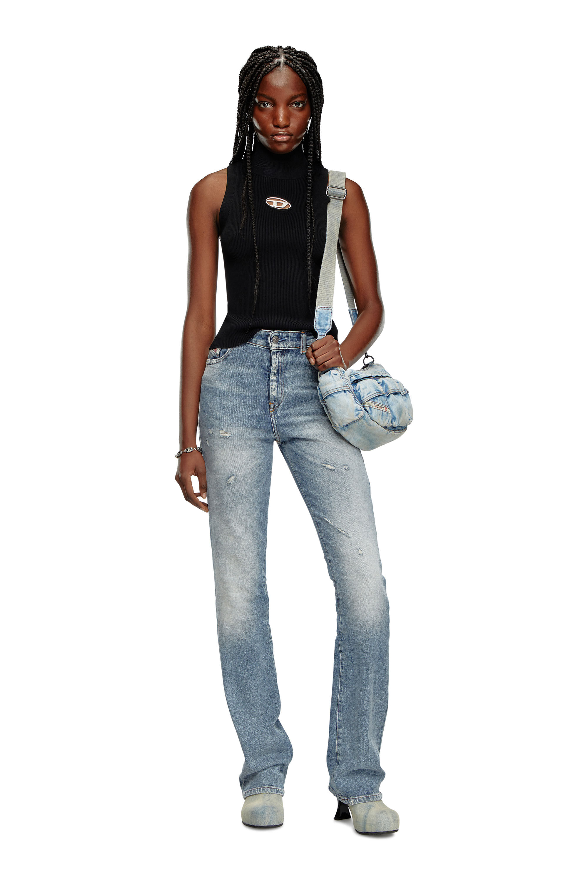 Women's Ribbed-knit turtleneck top | Multicolor | Diesel