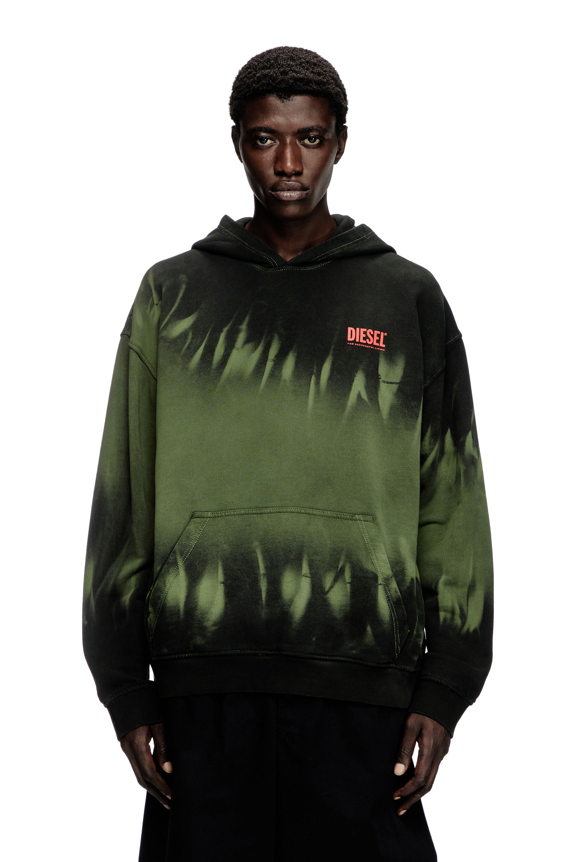 Men s Tie dyed hoodie with logo print Multicolor Diesel