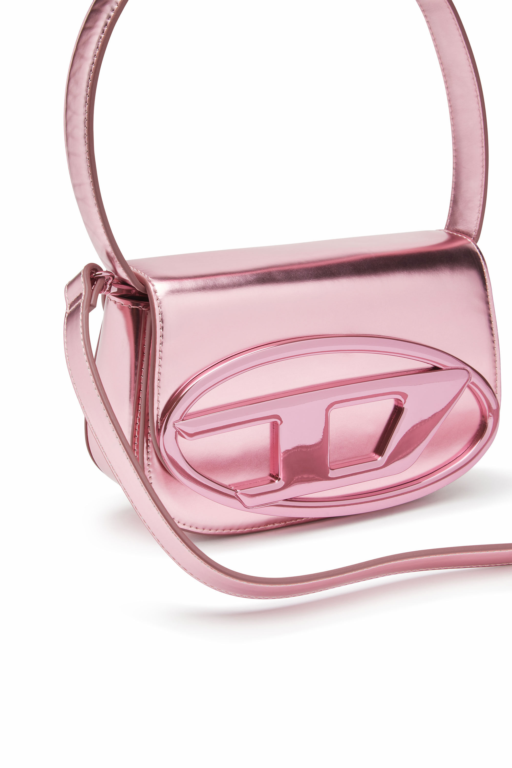 Women s 1DR Iconic shoulder bag in mirrored leather Pink Diesel