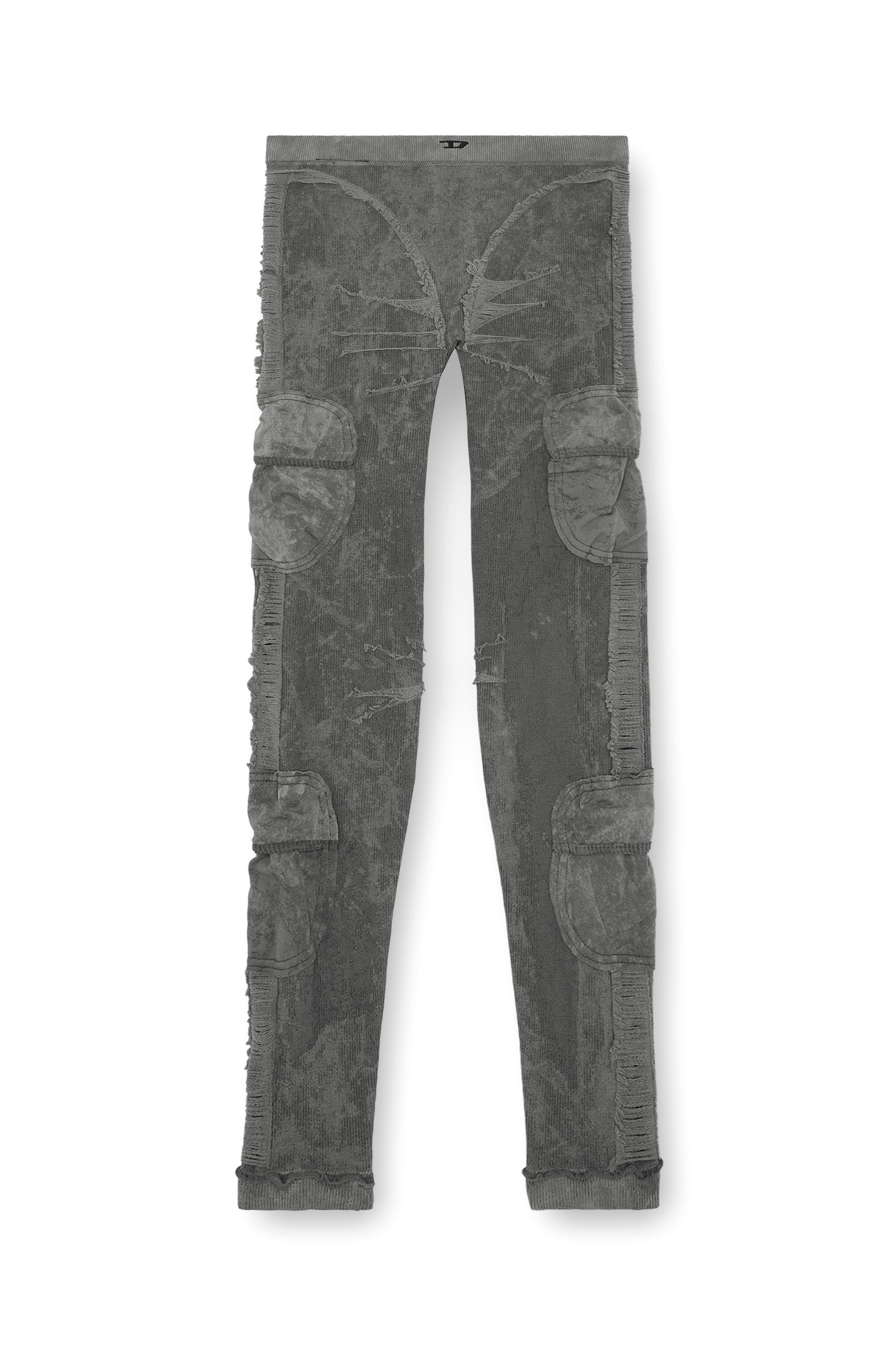 Women s Ribbed leggings with laddering Grey Diesel
