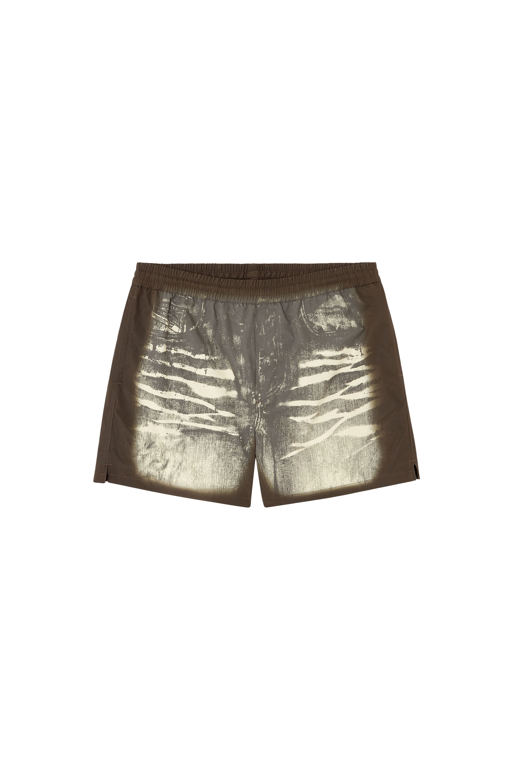 Diesel - RIO-41-DNM, Man's Mid-length swim shorts with denim print in Brown - 1