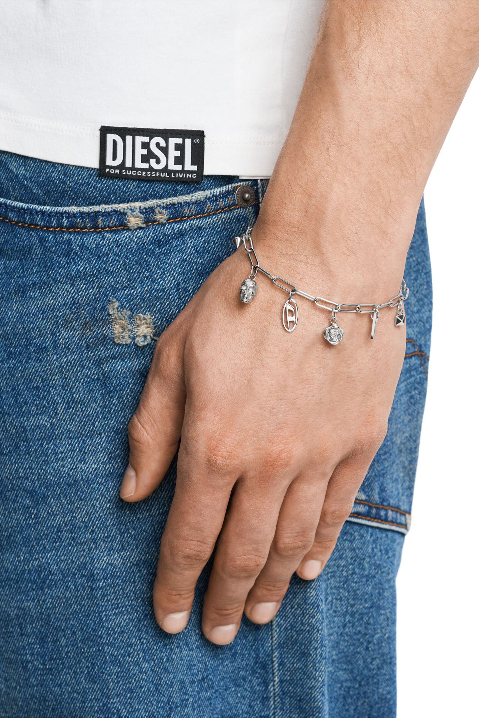 Women's Stainless Steel Charm Bracelet | Silver | Diesel {{Country}}