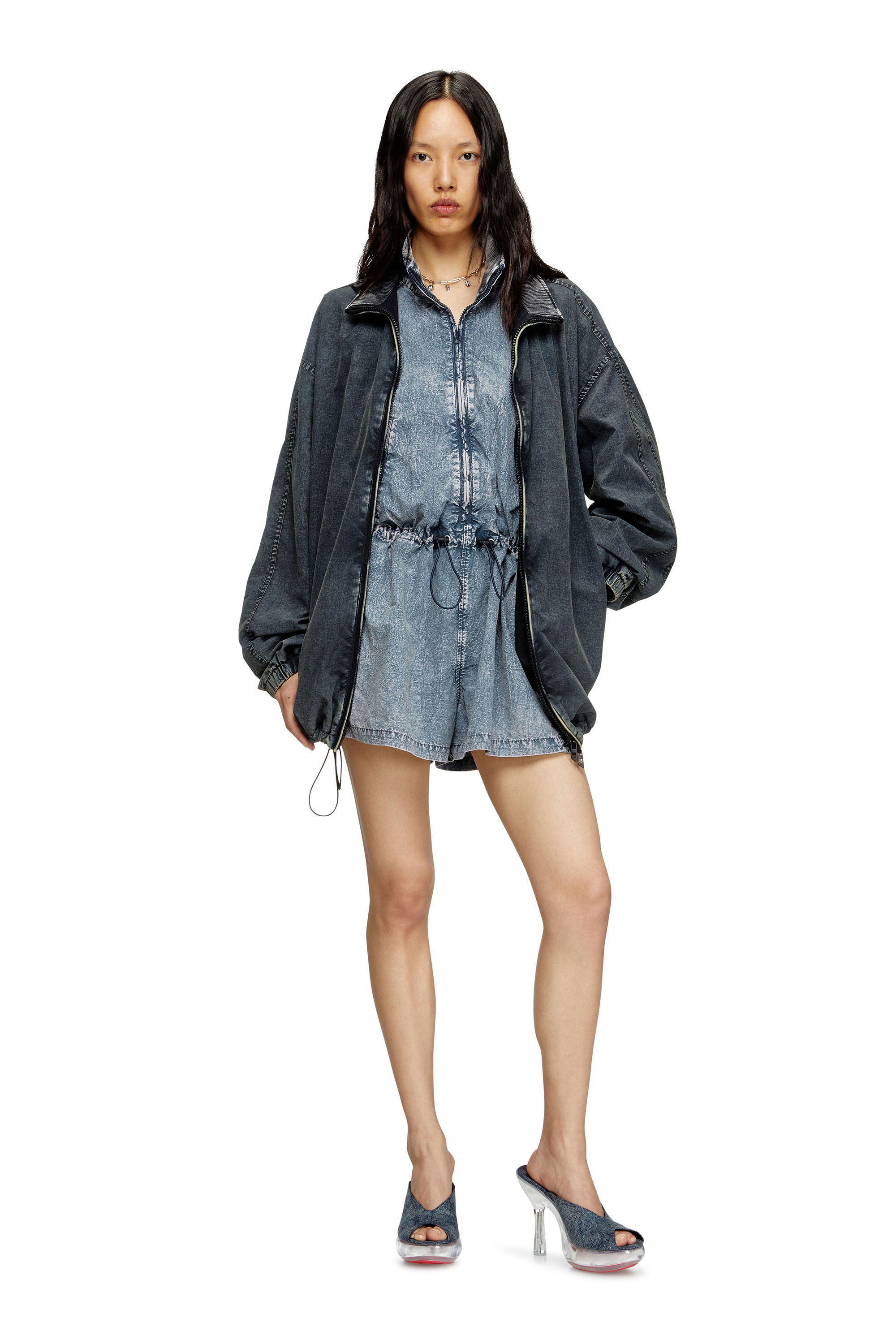 Diesel - J-ANNET, Woman's Playsuit in treated nylon in Light Blue - 4