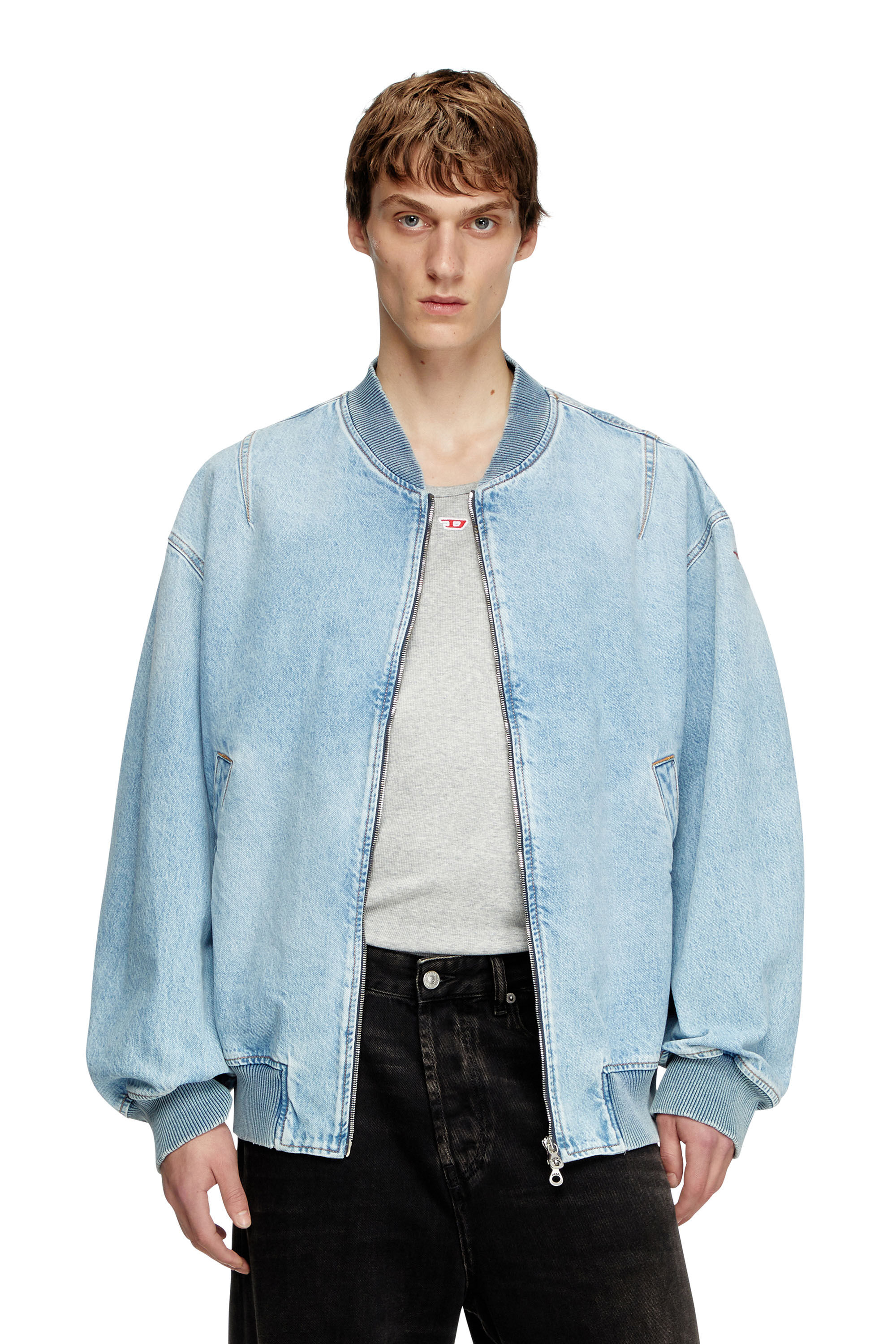 Mens denim online baseball jacket