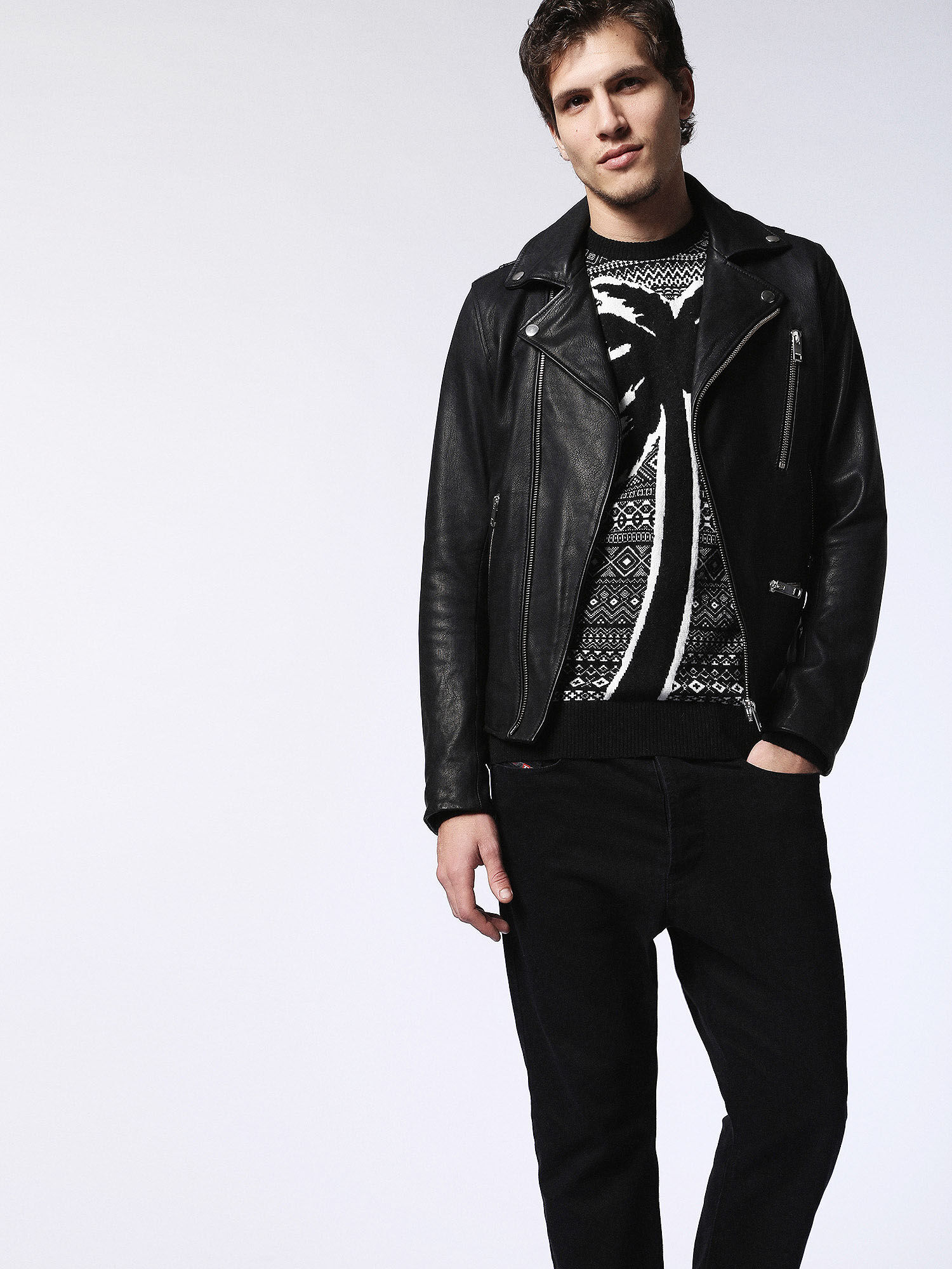 00SIYP0IAIV Leather jackets Man L-GIBSON-1 by Diesel Black 00SIYP0IAIV Leather jackets Man L-GIBSON-1 by Diesel Black