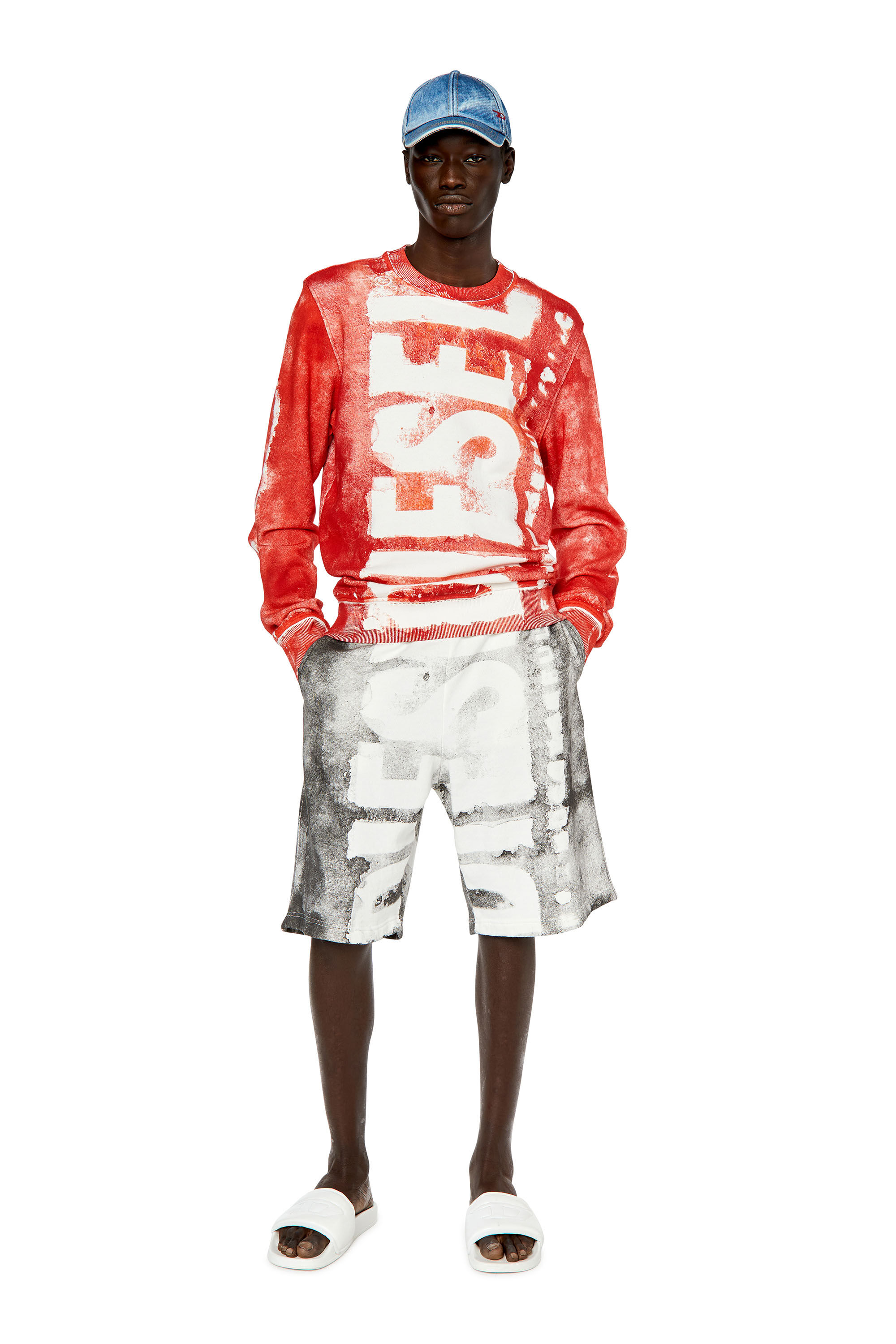 P MARSHY Man Sweat shorts with bleeding logo Diesel