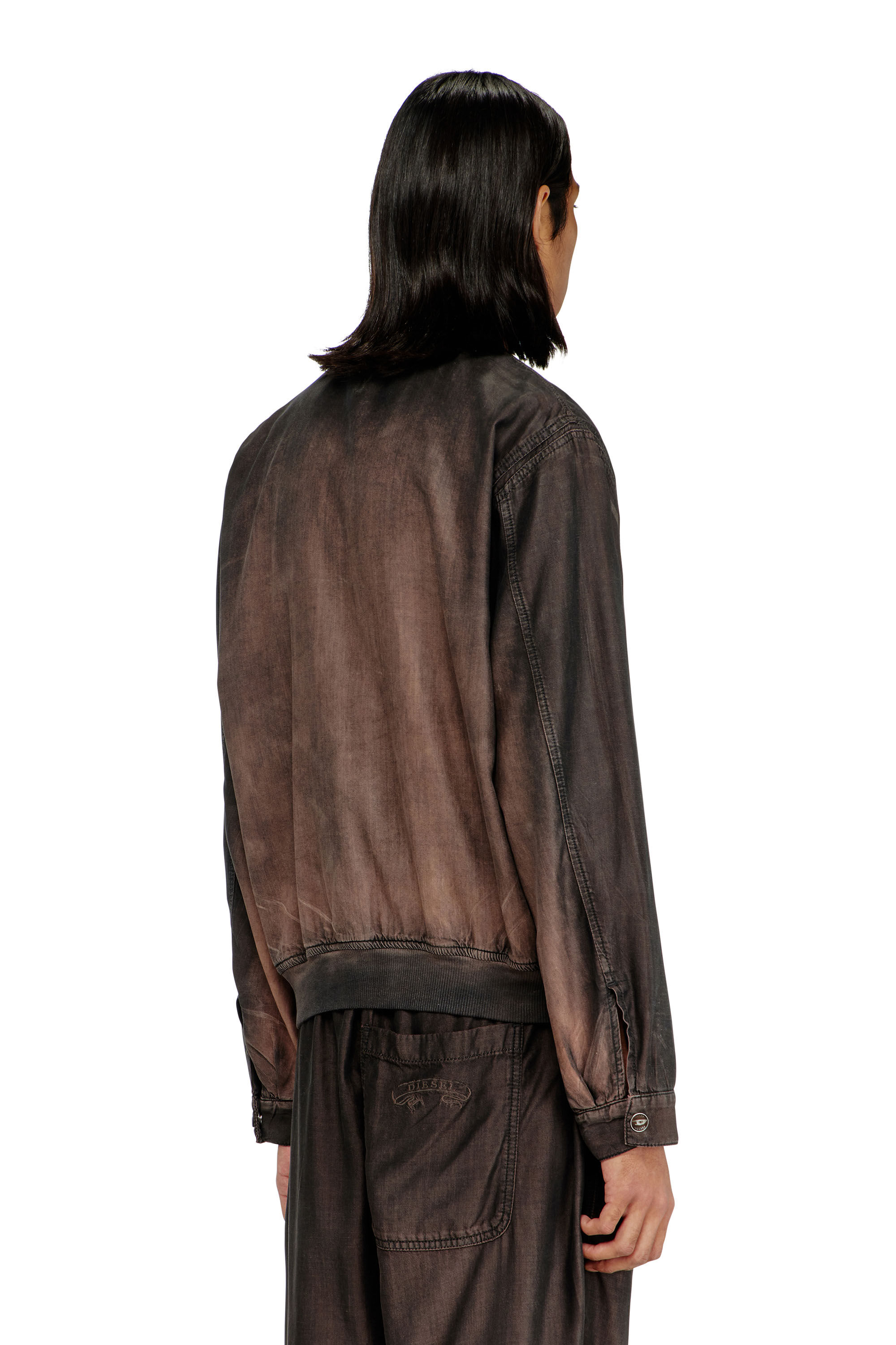 Diesel - D-BELMOR-S, Man's Bomber jacket in fluid coated denim in Brown - 4