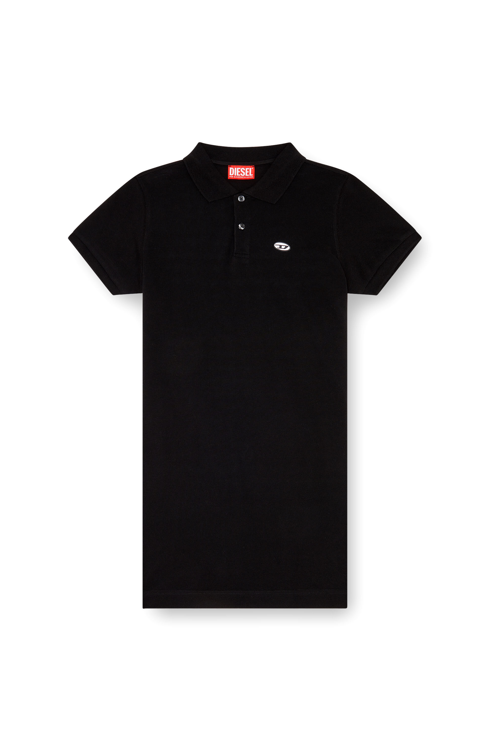 Women s Polo dress with oval D patch Black Diesel