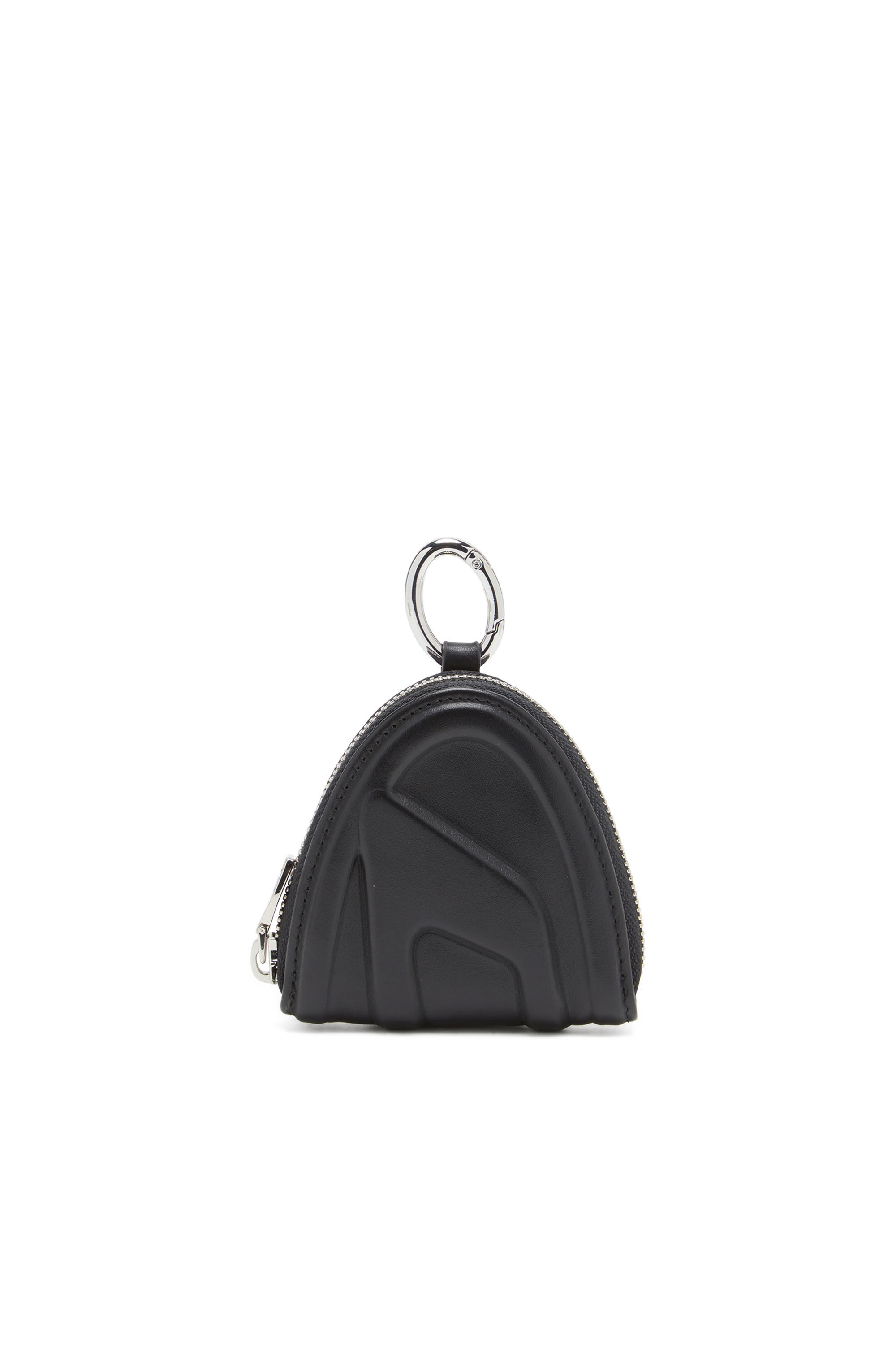 Women s Leather coin purse with embossed logo Black Diesel