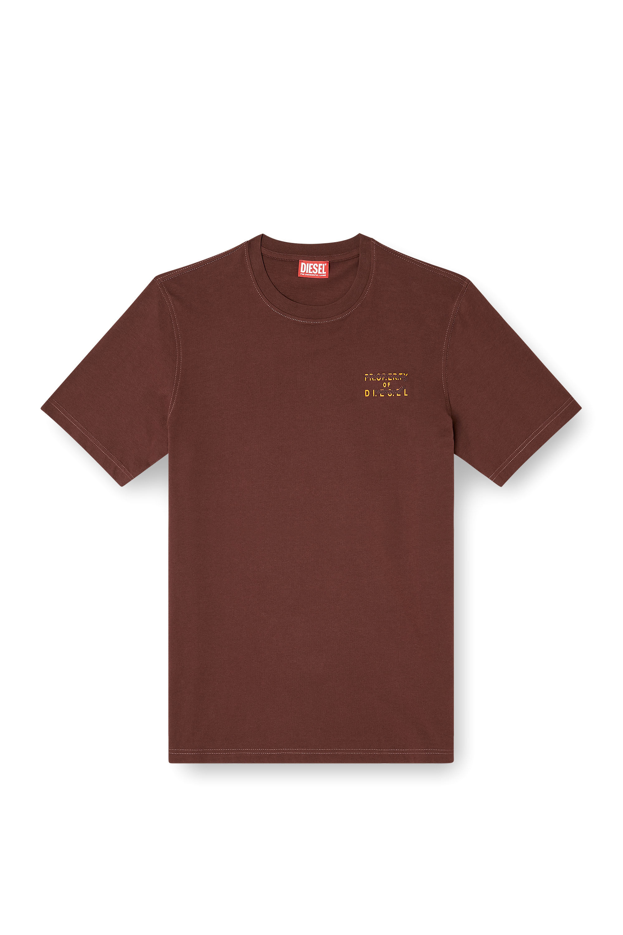 Diesel - T-ADJUST-V5, Man's Regular cotton T-shirt with puff print in Brown - 2