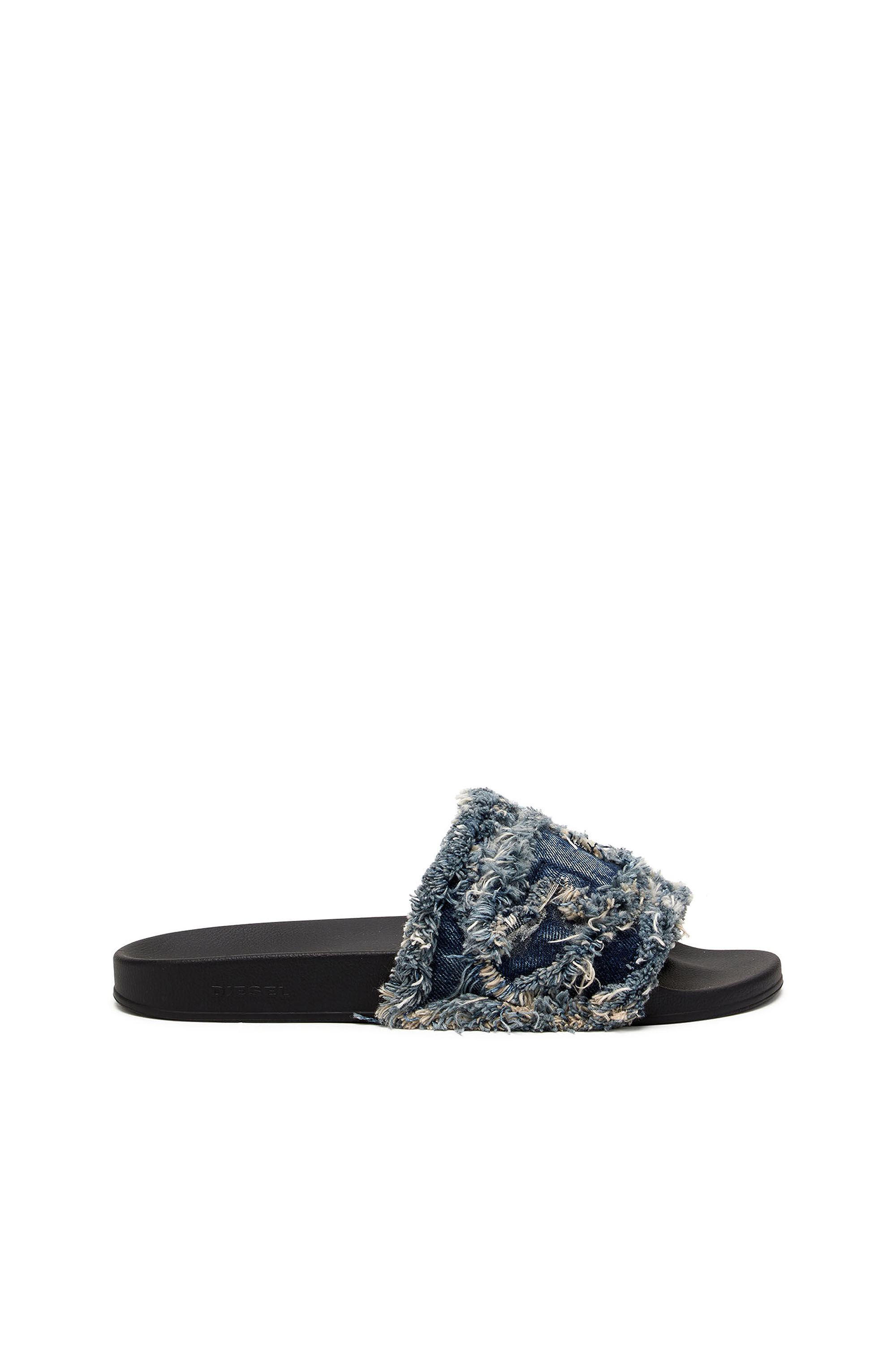Women s Sa Slide D Fringed denim slides SA SLIDE D DENIM Diesel