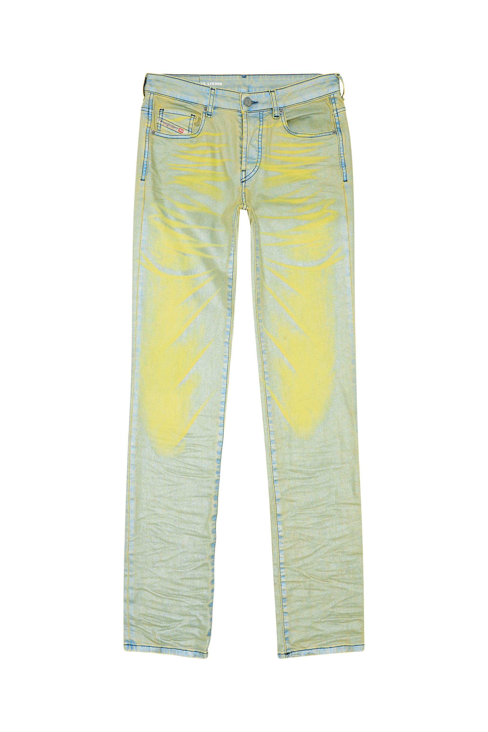Denim jeans with shop yellow stripe