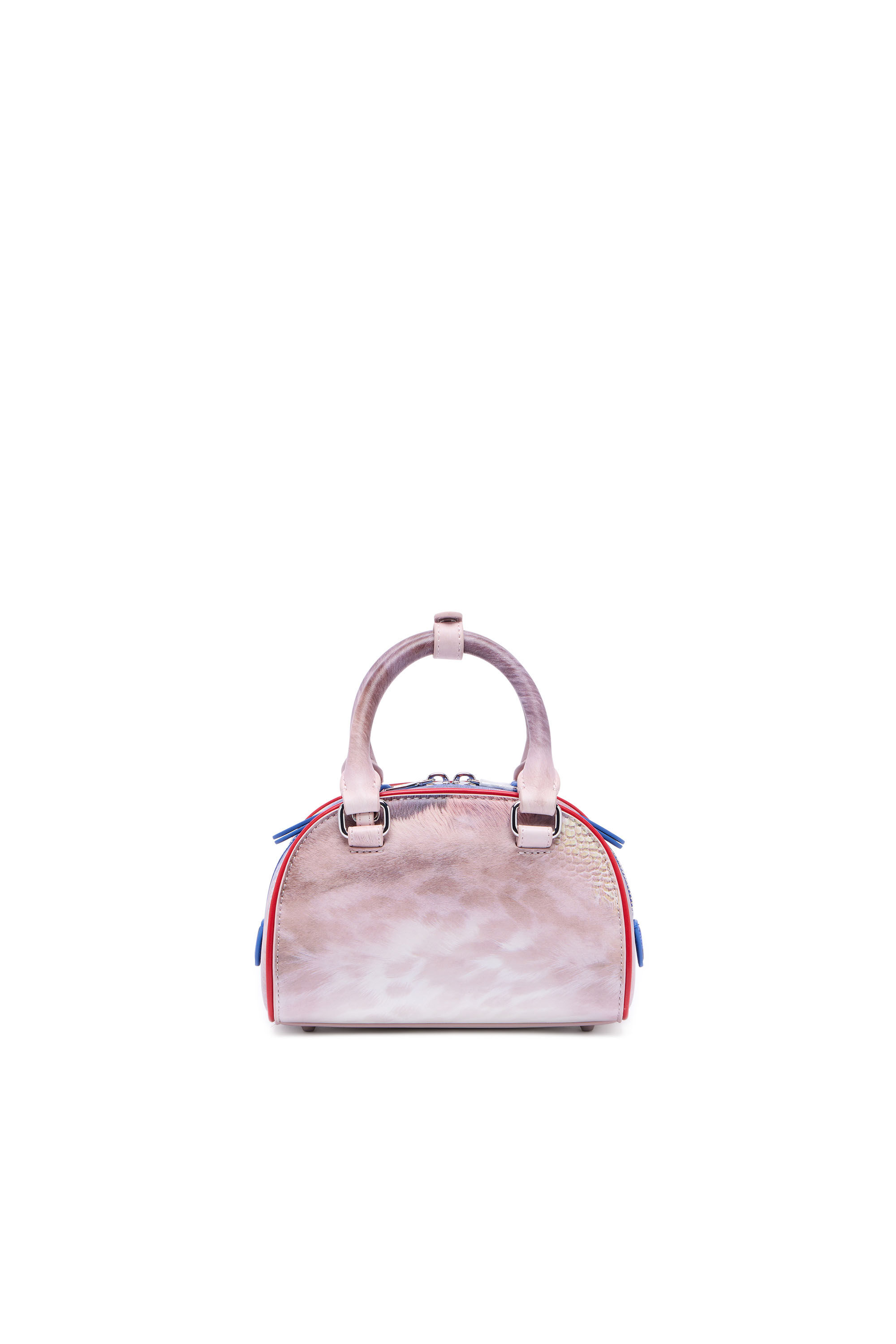Diesel - 1DR DOME CROSSBODY, Woman's 1DR Dome-Mini bowling bag with animal print in Pink/Blue - 3