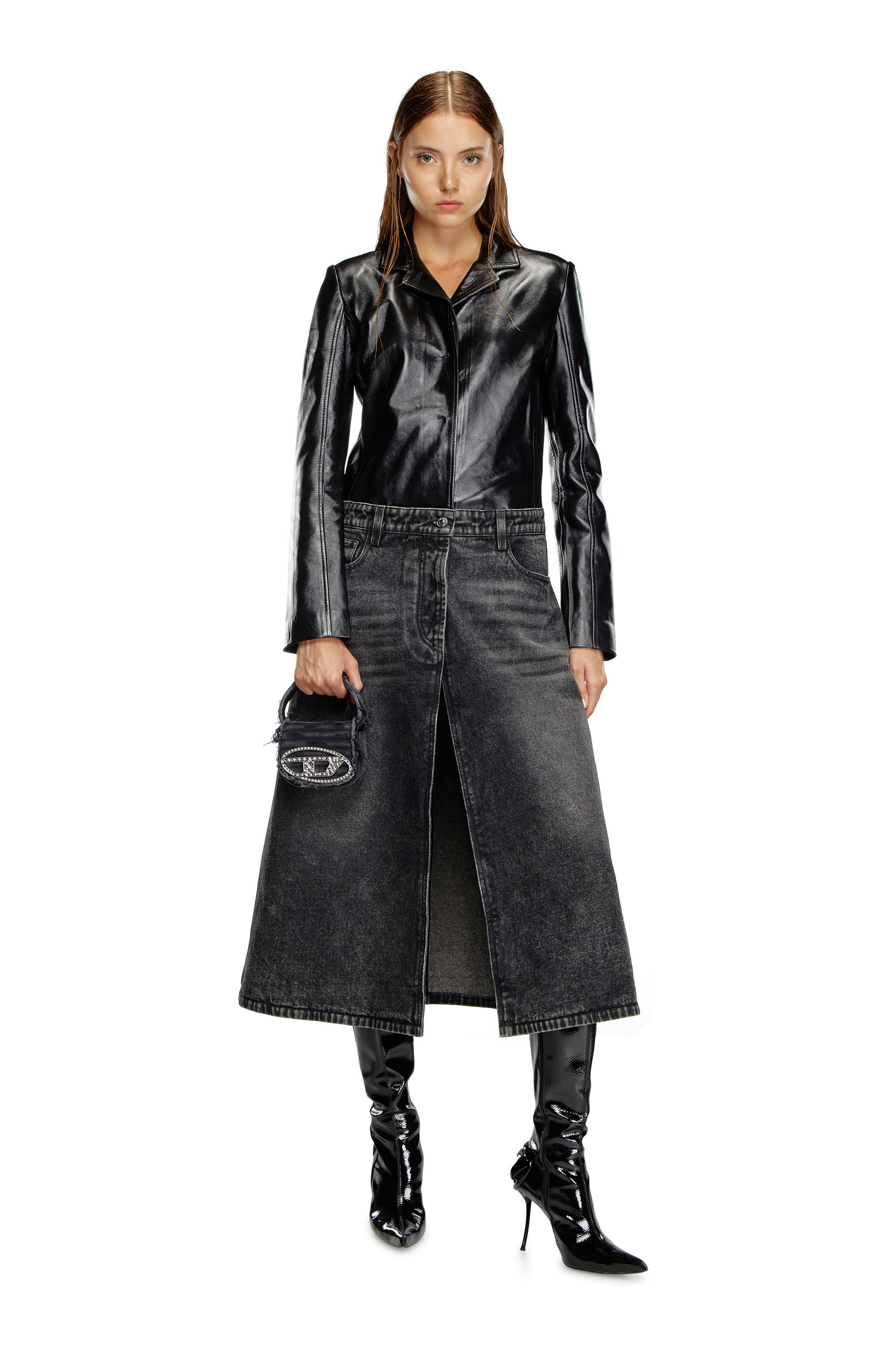 Black leather skirt iconic discount