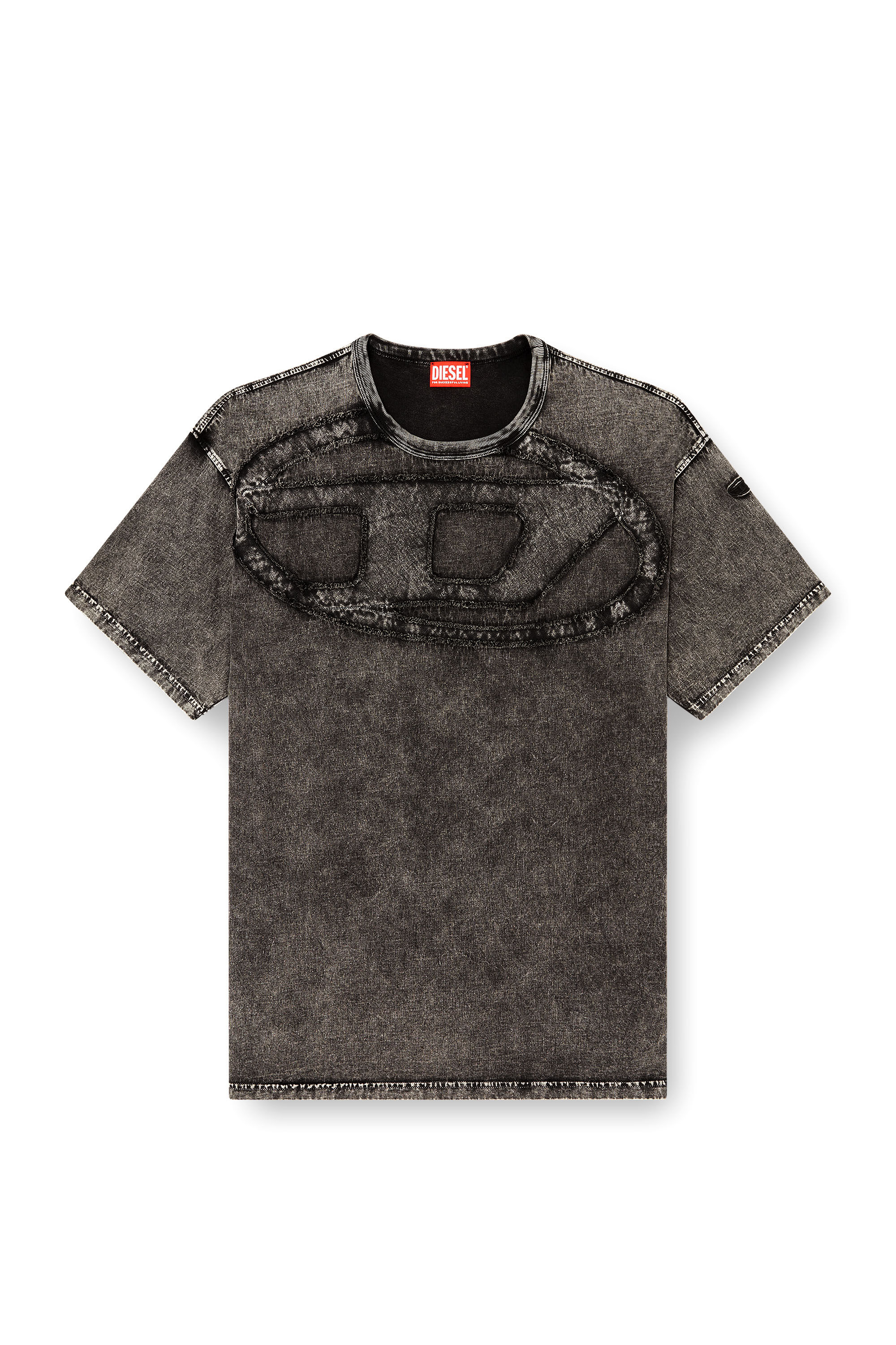 Men's Relaxed cotton T-shirt with Oval D applique | Black | Diesel GB
