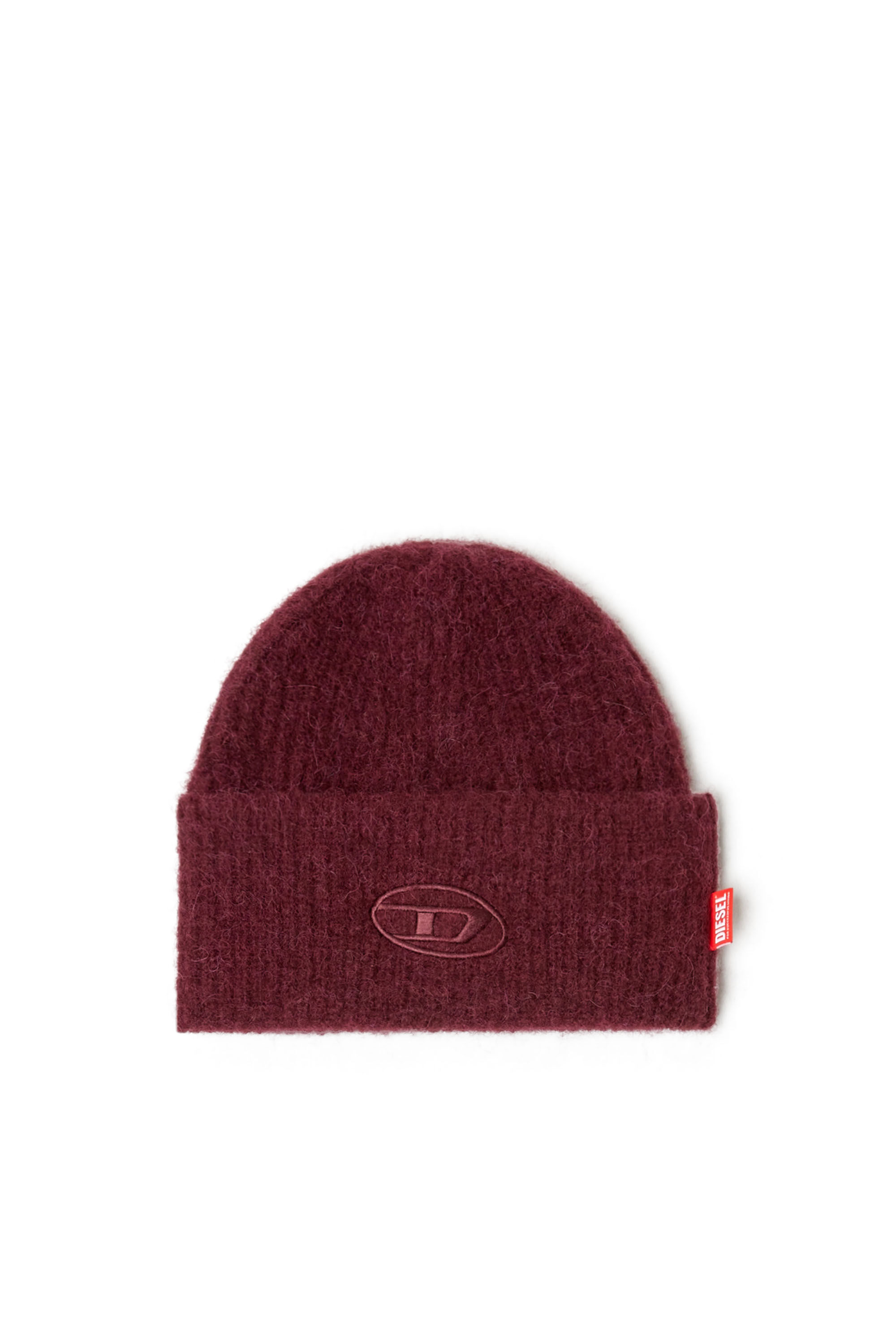 Women's Burgundy beanie with Oval D embroidery | Red | Diesel