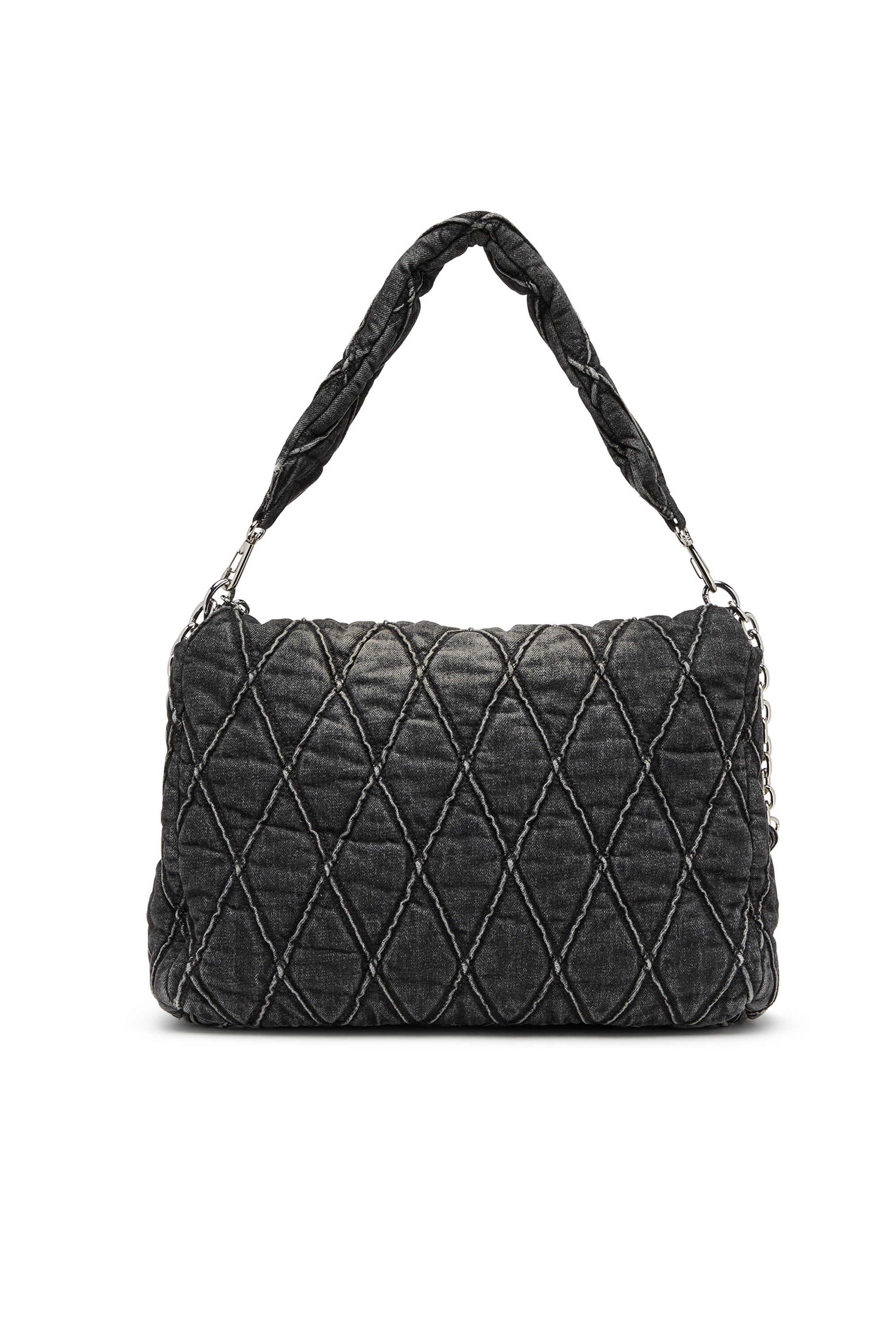 Diesel charm-d バッグ Lサイズ Women's Charm-D Shoulder L bag in quilted Denim | Black | Diesel