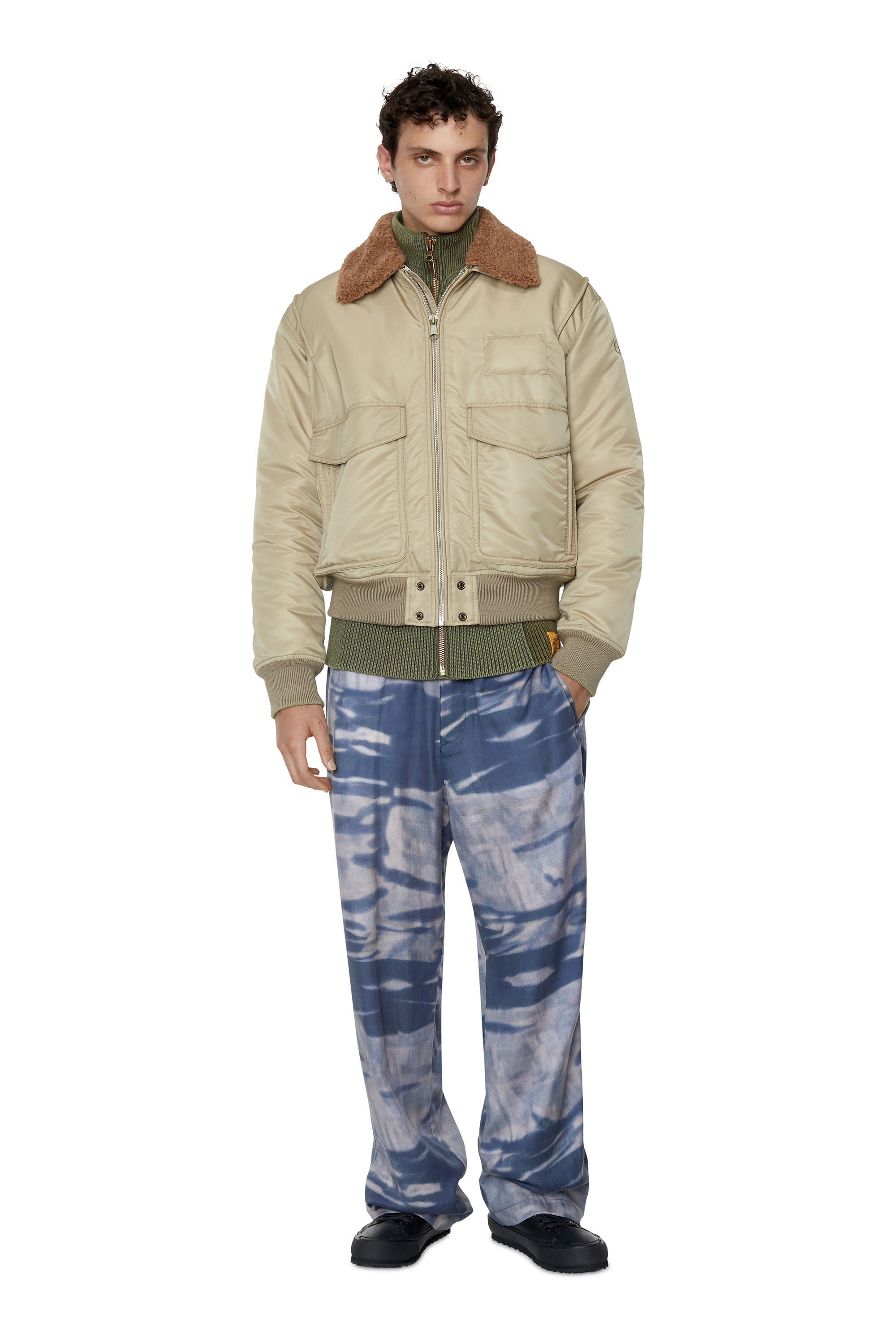 W-CARLO-NW Man: Padded bomber jacket with fuzzy collar | Diesel