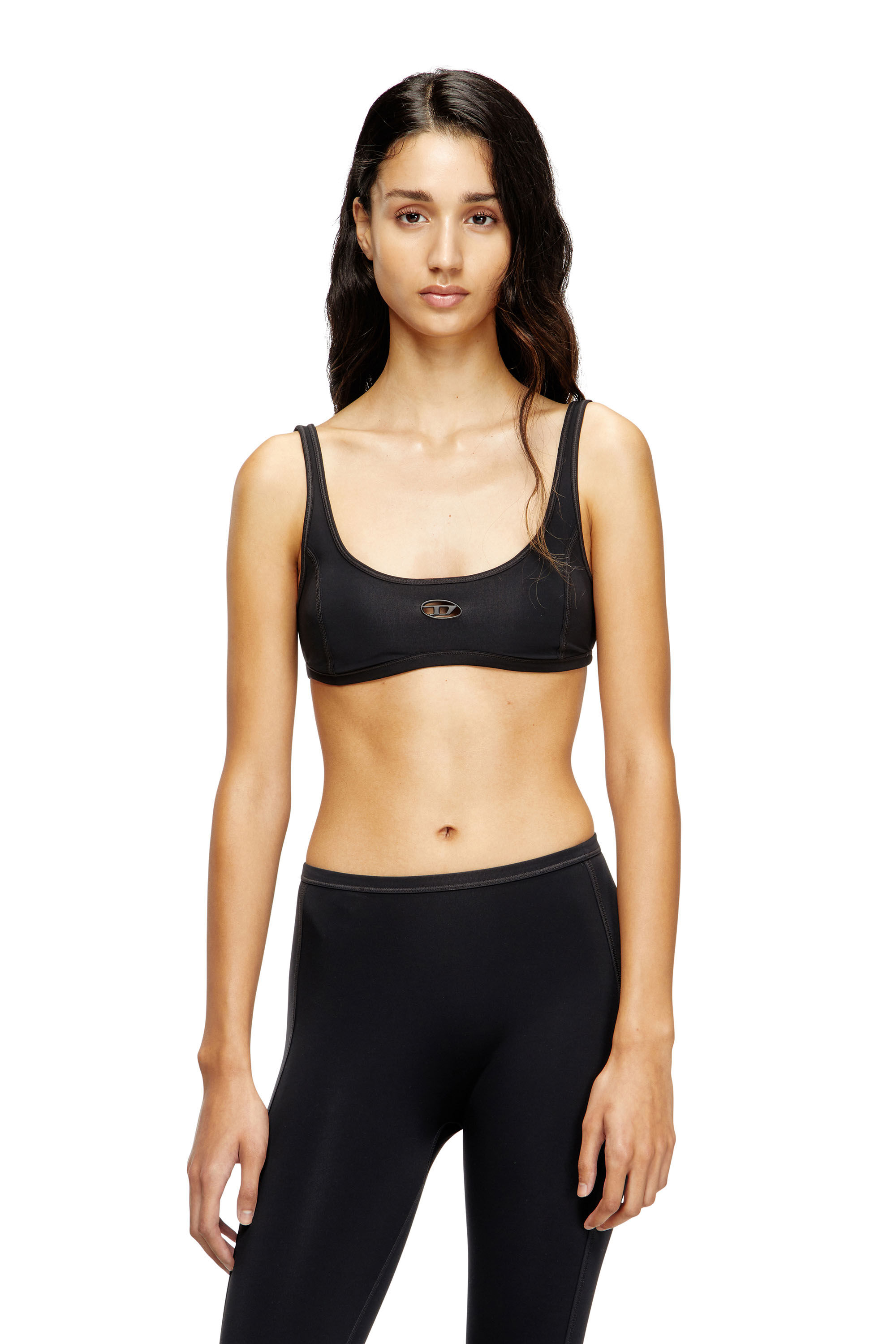 Diesel - CHELSEA-UTLT, Woman's Sports bra with cut-out logo in Black - 3