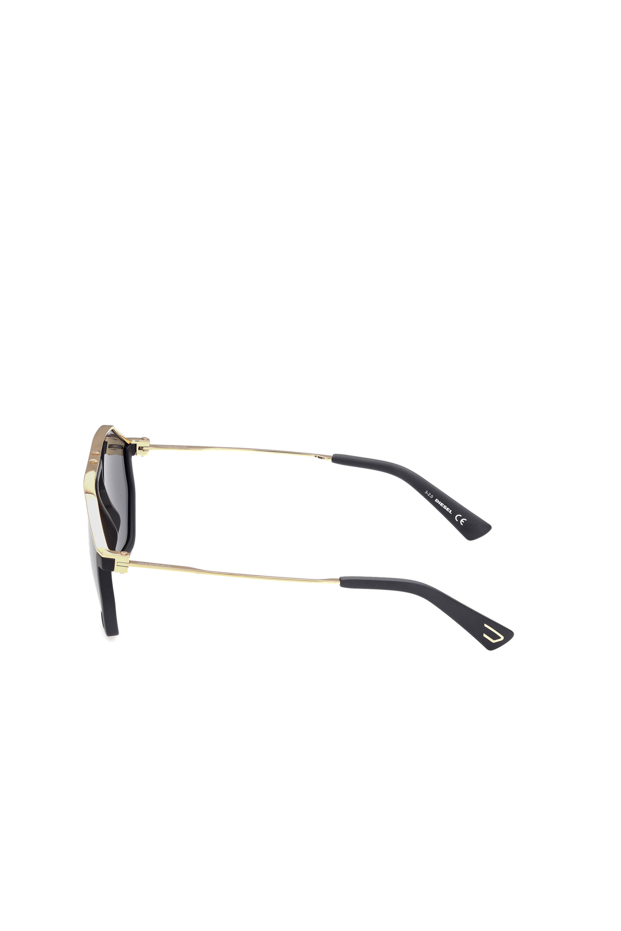 Diesel - DL0346, Unisex's Pilot metal and injection-molded sunglasses in Black/Gold - 4