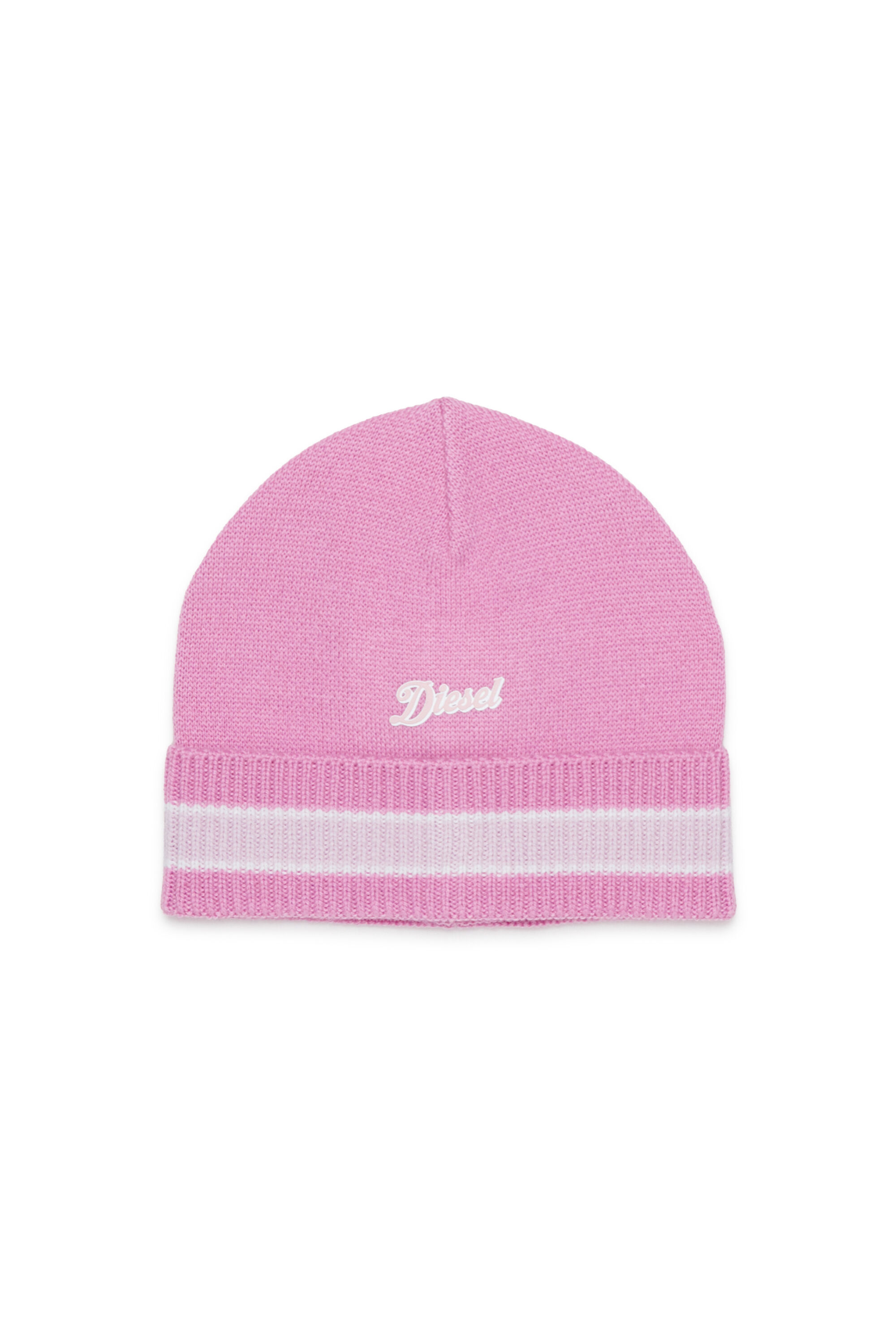 Diesel - FMOB, Unisex's Striped beanie in wool blend in Pink - 1