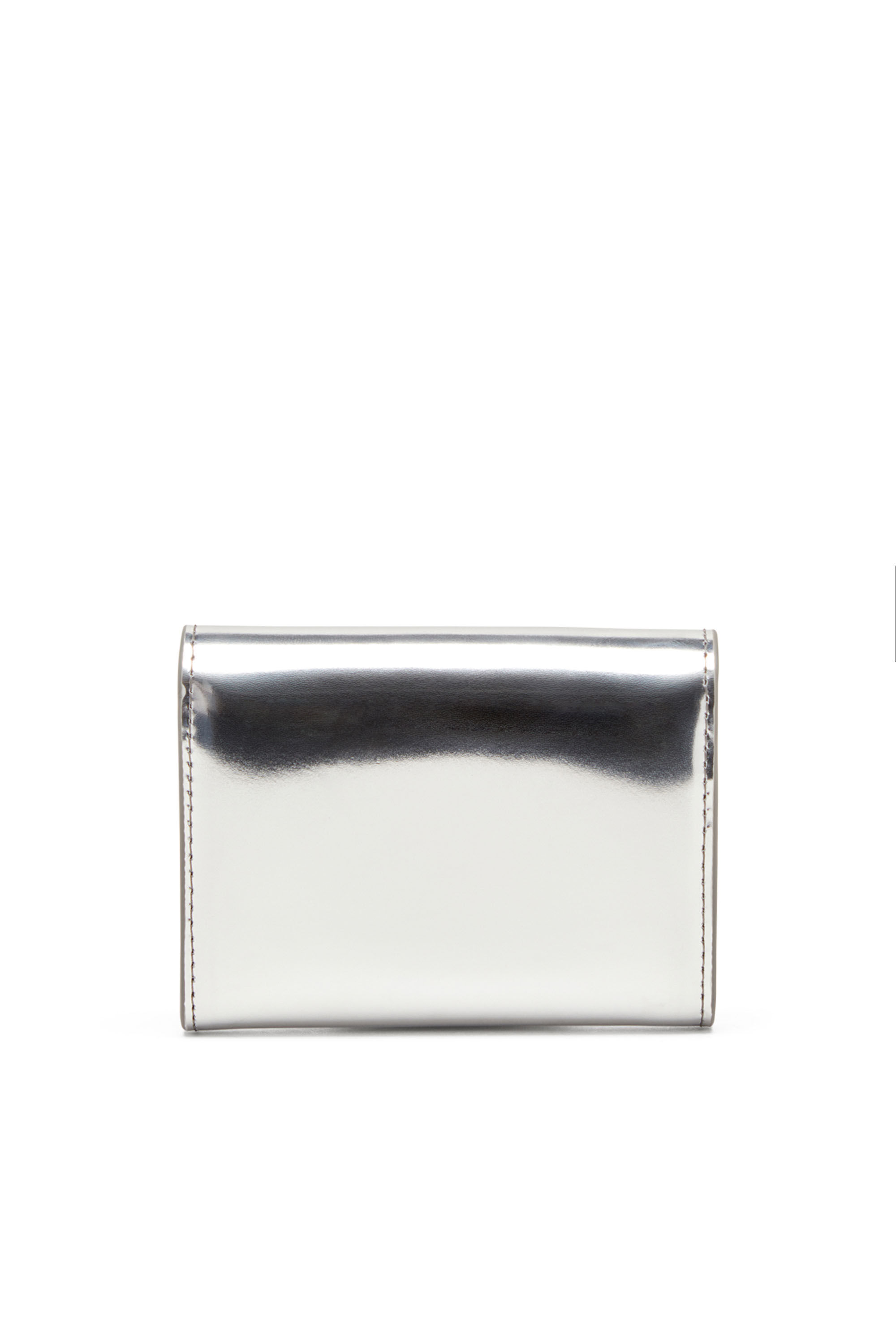 Women's Bi-fold card holder in mirrored leather | Silver | Diesel